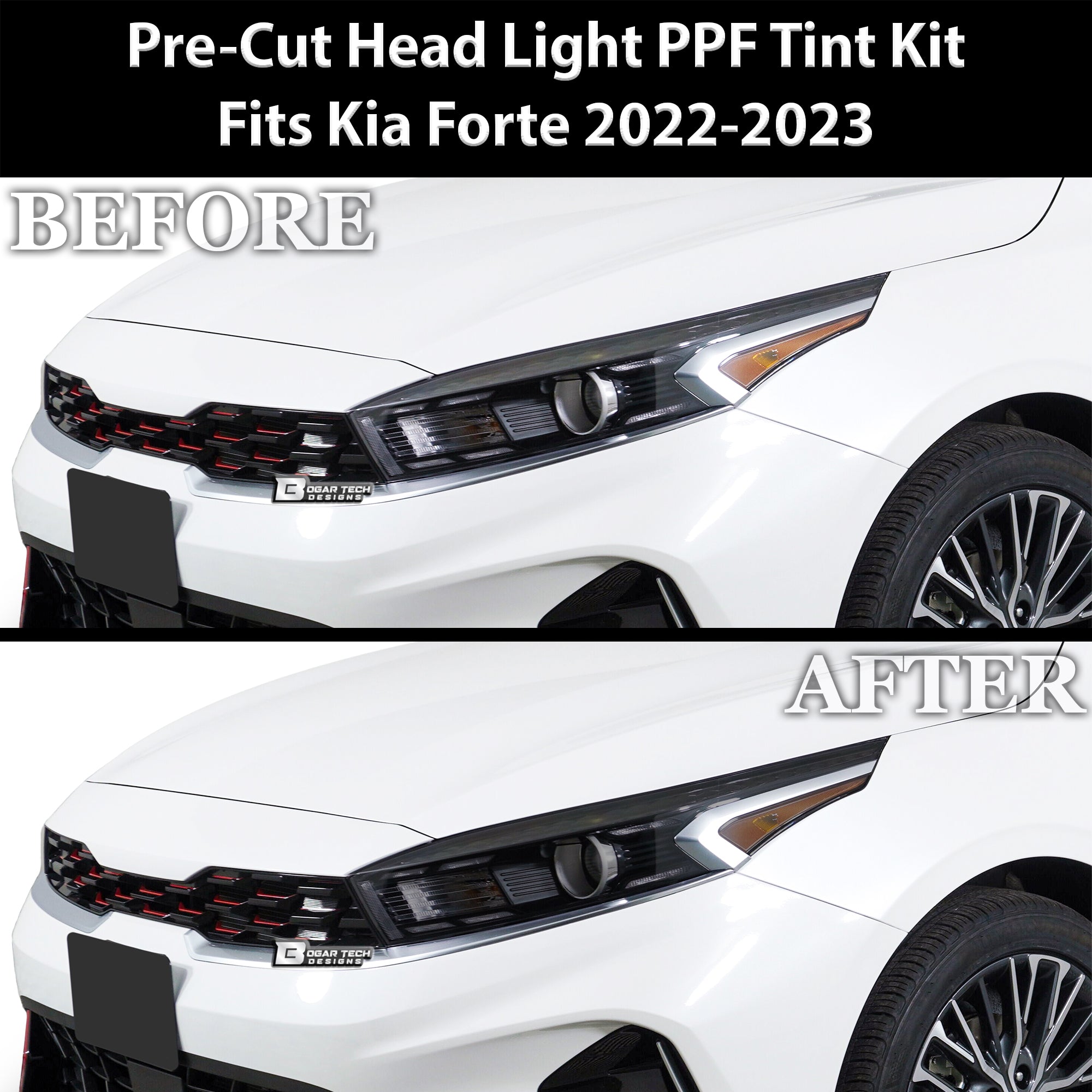 Full Headlight Taillight Precut Smoked PPF Tint Kit Film Overlay Fits Kia Forte 2019-2024