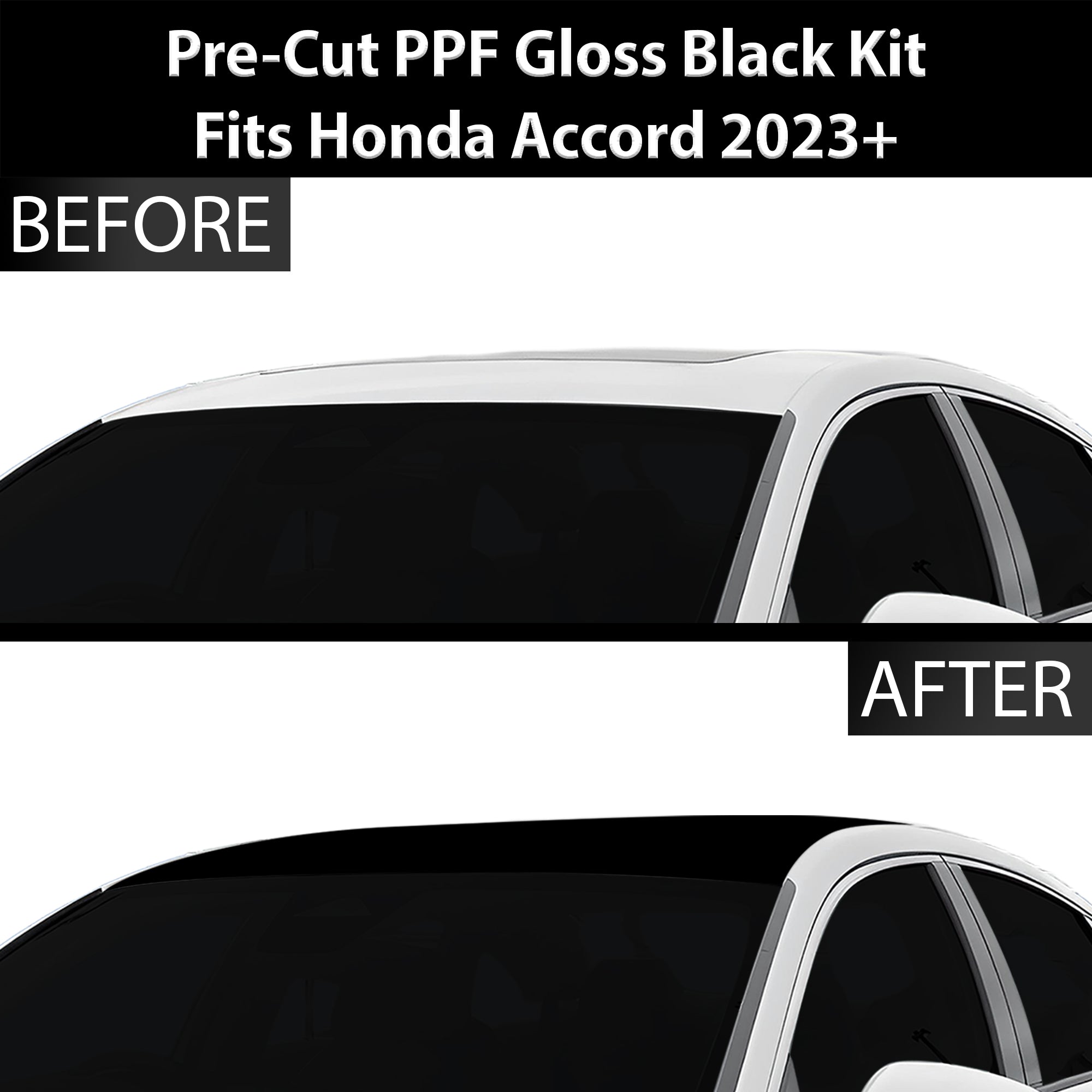 Fits Honda Accord 2023+ Precut Premium Gloss Black Carbon Fiber Roof Paint Protection Film PPF Decal Film Kit