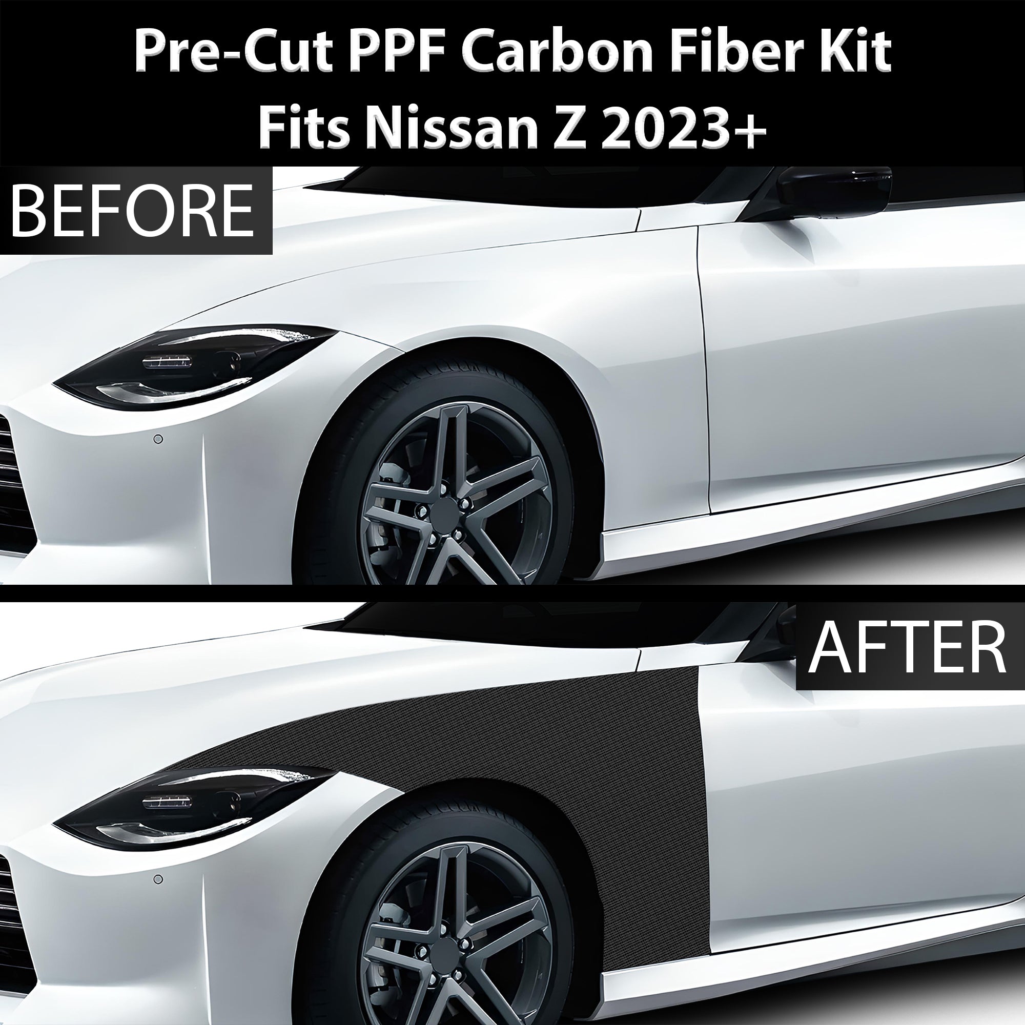 Fits Nissan Z 2023+ Precut Premium Gloss Black Carbon Fiber Fender Paint Protection Film PPF Decal Film Kit - 0