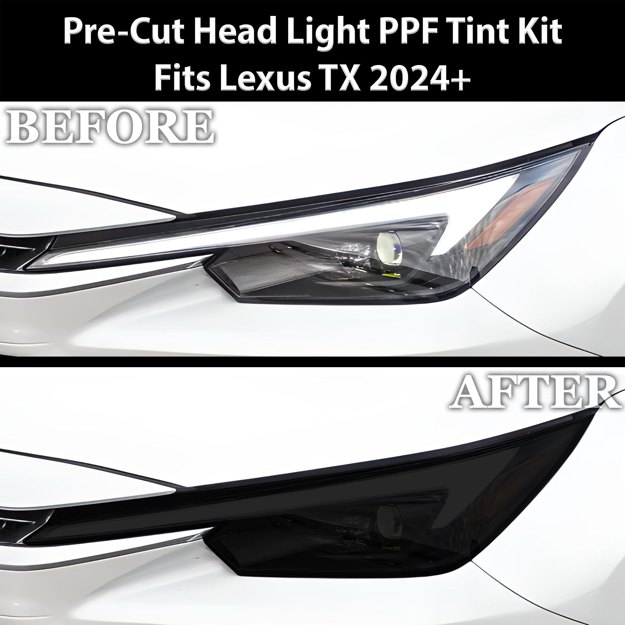 Full Headlight Taillight Precut Smoked PPF Tint Kit Film Overlay Fits Lexus TX 2024-2025 - 0