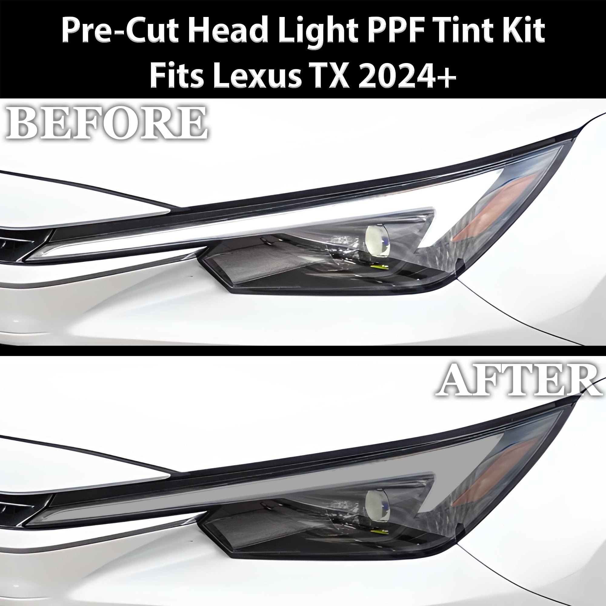 Full Headlight Taillight Precut Smoked PPF Tint Kit Film Overlay Fits Lexus TX 2024-2025