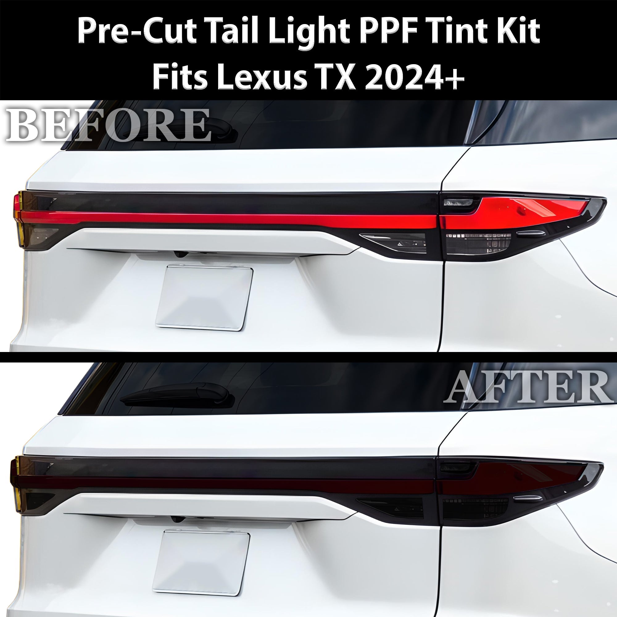 Full Headlight Taillight Precut Smoked PPF Tint Kit Film Overlay Fits Lexus TX 2024-2025