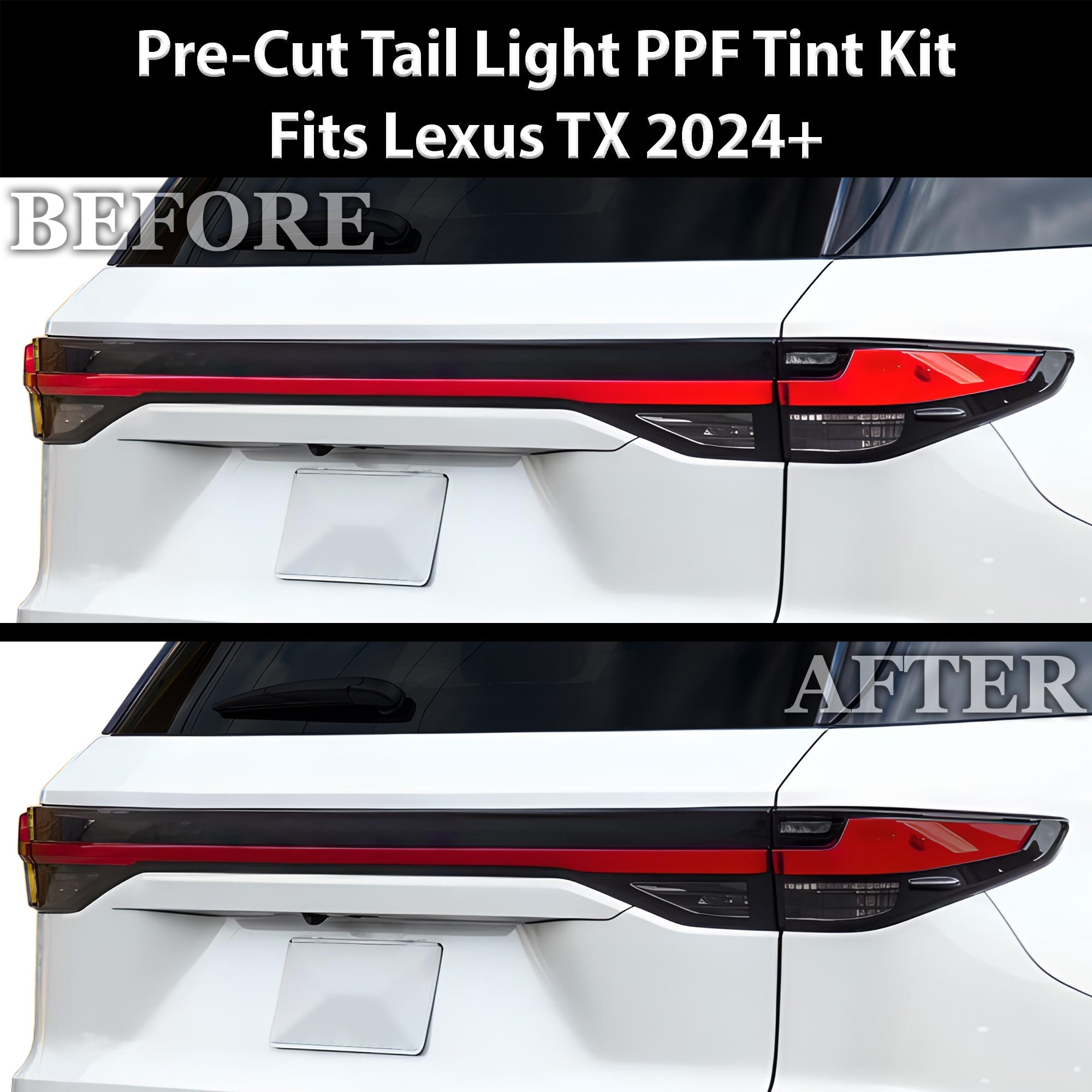 Full Headlight Taillight Precut Smoked PPF Tint Kit Film Overlay Fits Lexus TX 2024-2025