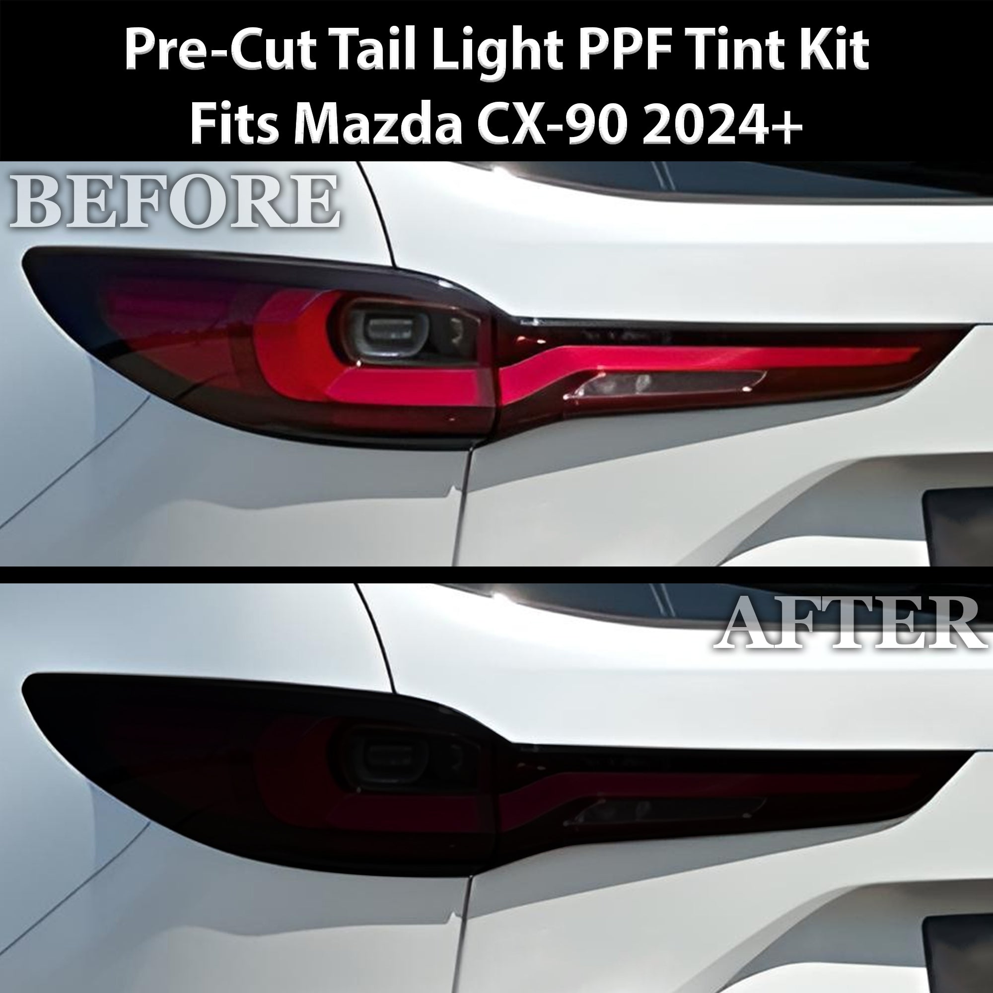 Full Headlight Taillight Precut Smoked PPF Tint Kit Film Overlay Fits Mazda Cx-90 2024-2025 - 0