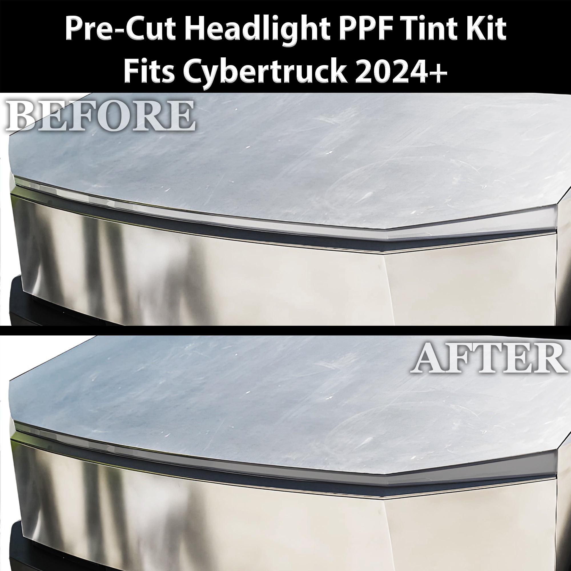 Full Headlight Taillight Precut Smoked PPF Tint Kit Film Overlay Fits Tesla Cybertruck