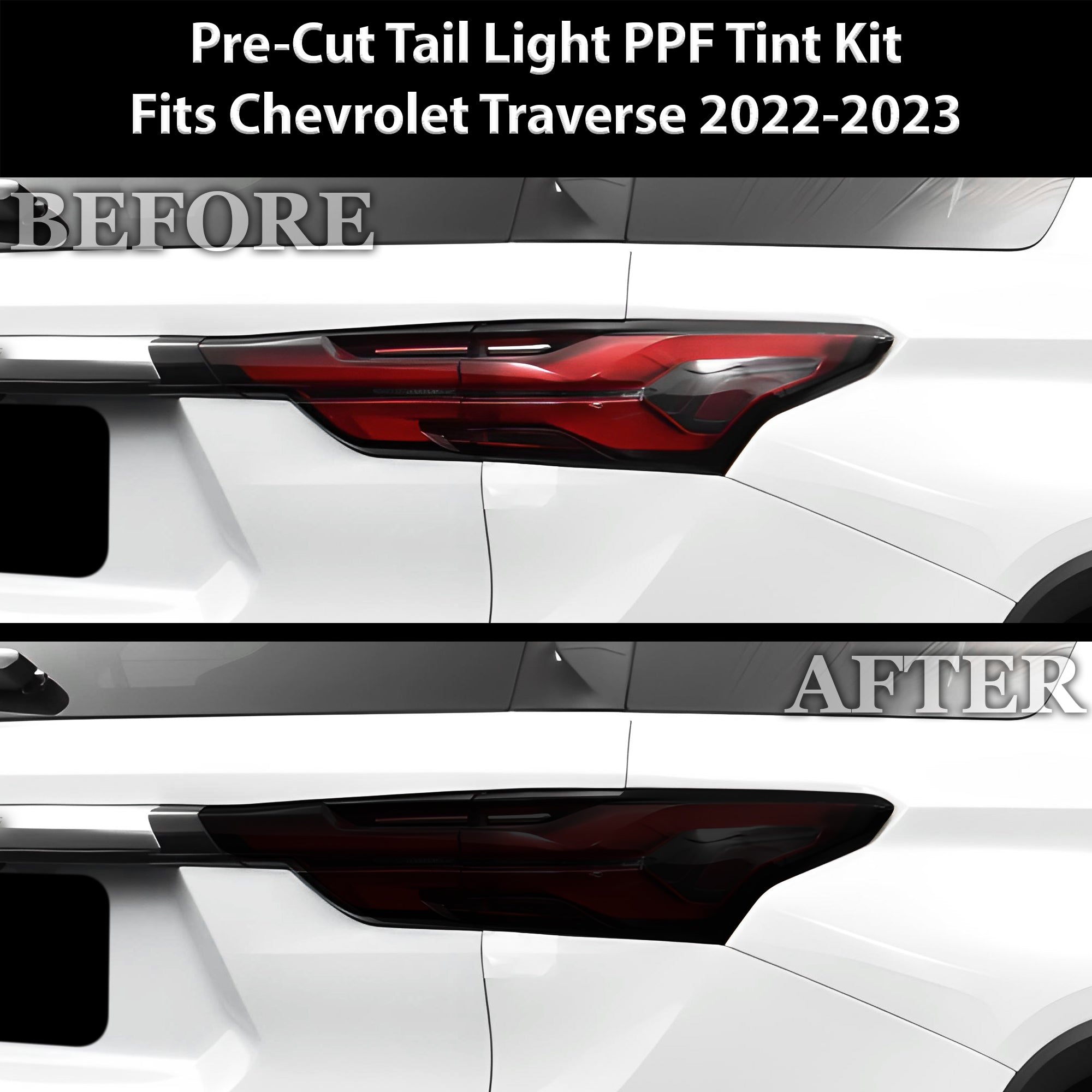 Full Headlight Taillight Precut Smoked PPF Tint Kit Film Overlay Fits Chevrolet Traverse 2022-2023 - 0