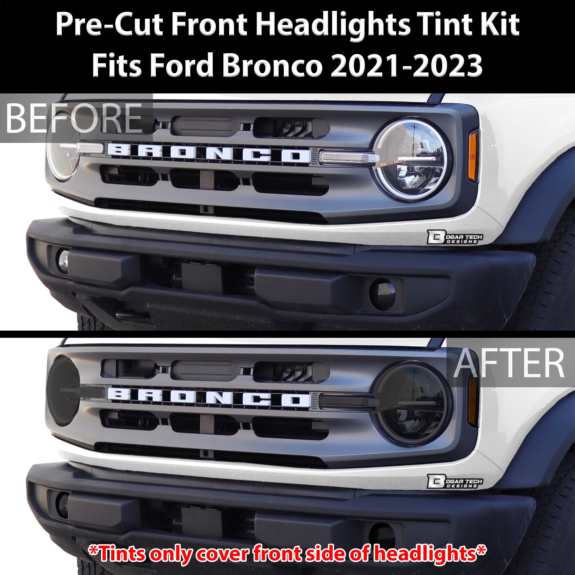 Headlight Reverse Light Precut Tint Overlay Fits Ford Bronco 2021-2025