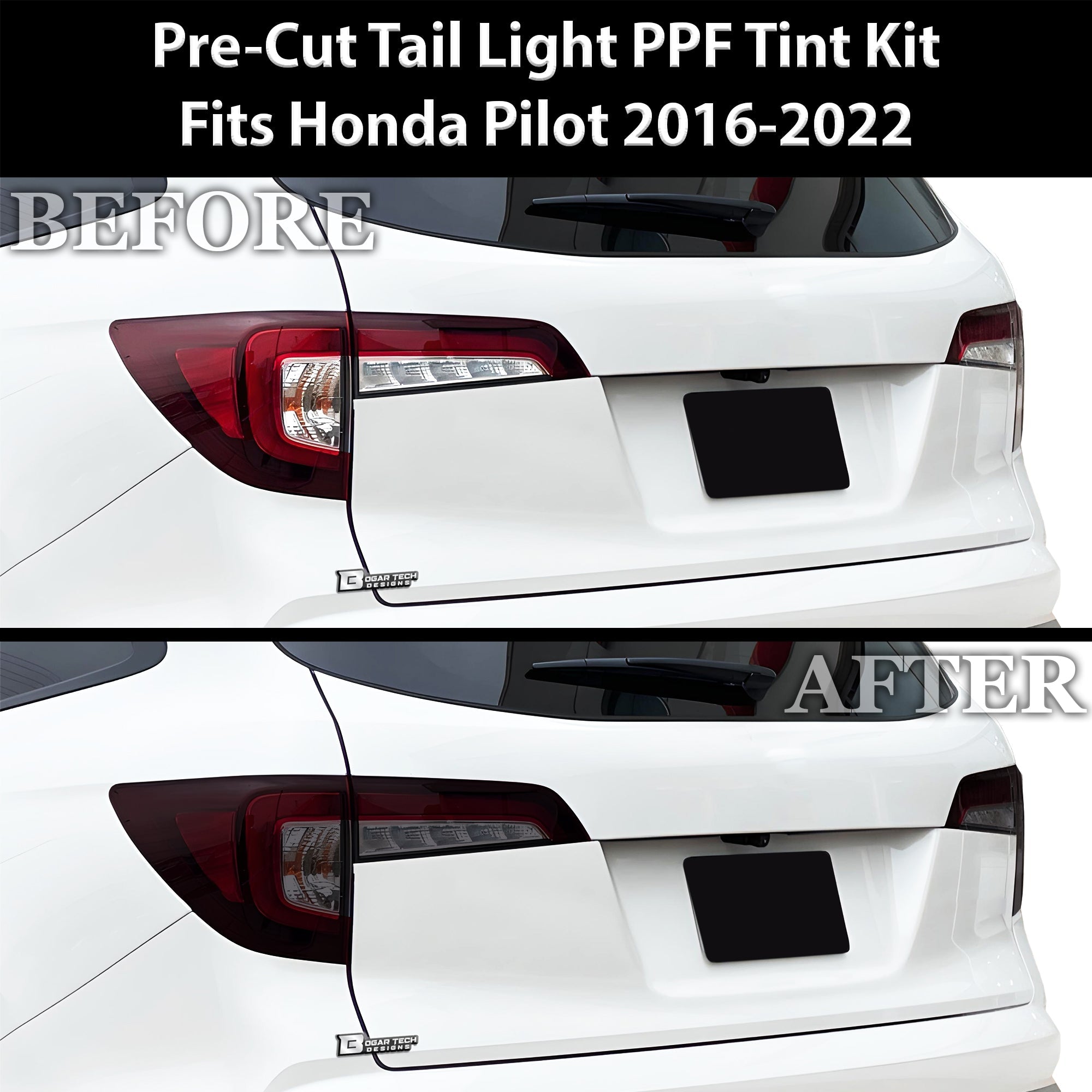Full Headlight Taillight Precut Smoked PPF Tint Kit Film Overlay Fits Honda Pilot 2016-2022 - 0