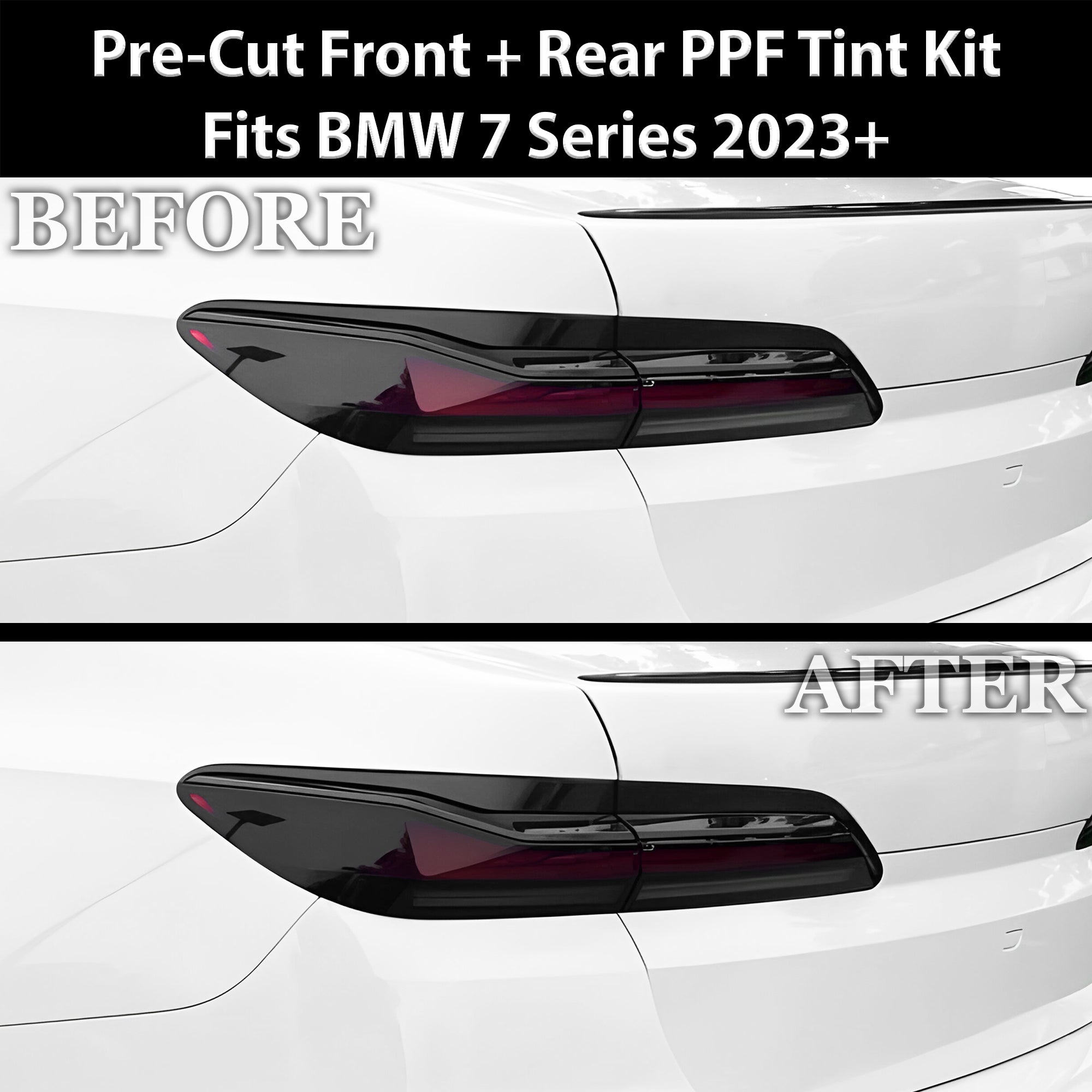 Fits BMW 7 Series 2023-2025 Full Headlight Taillight Precut Smoked PPF Tint Kit Film Overlay