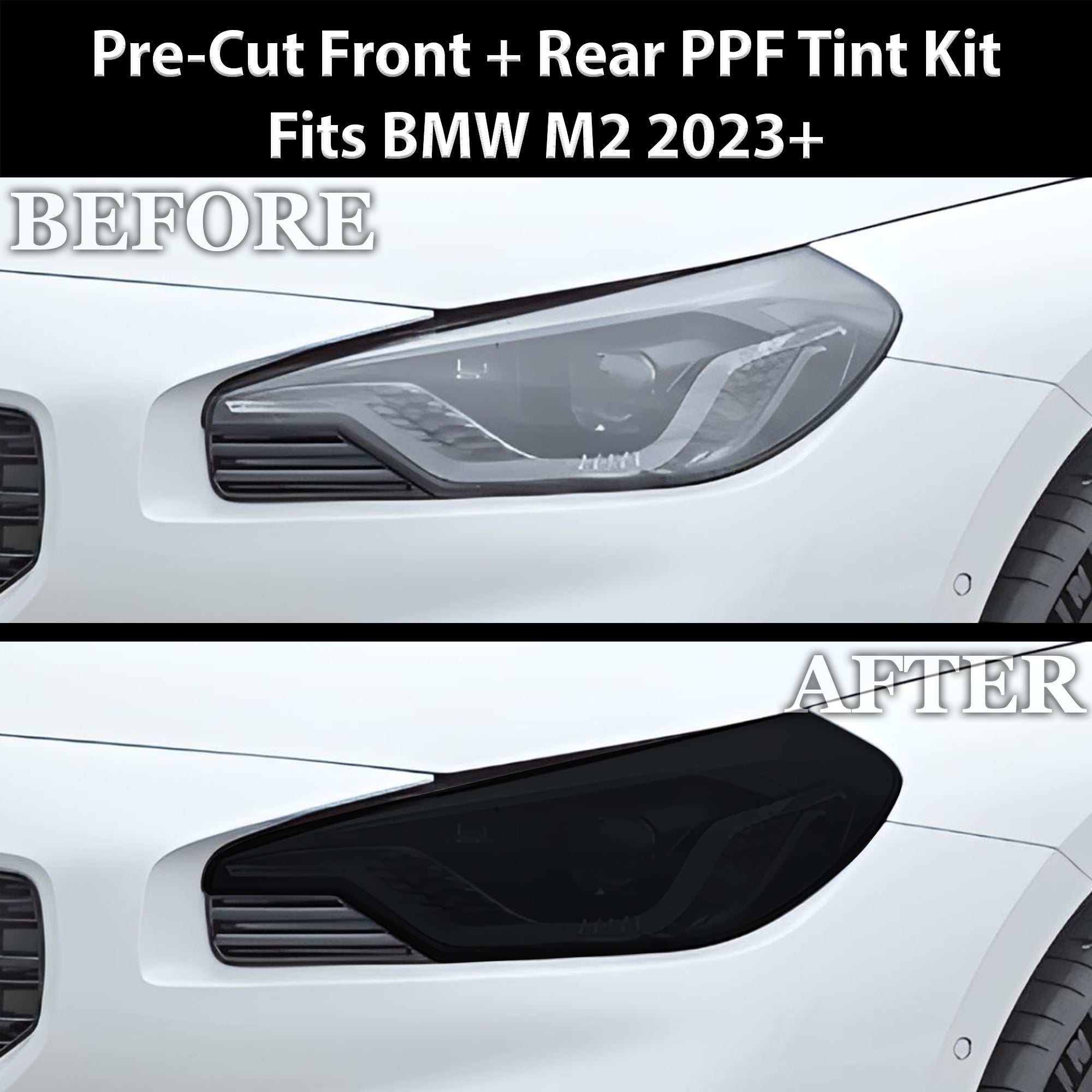 Fits BMW M2 2023-2025 Full Headlight Taillight Precut Smoked PPF Tint Kit Film Overlay