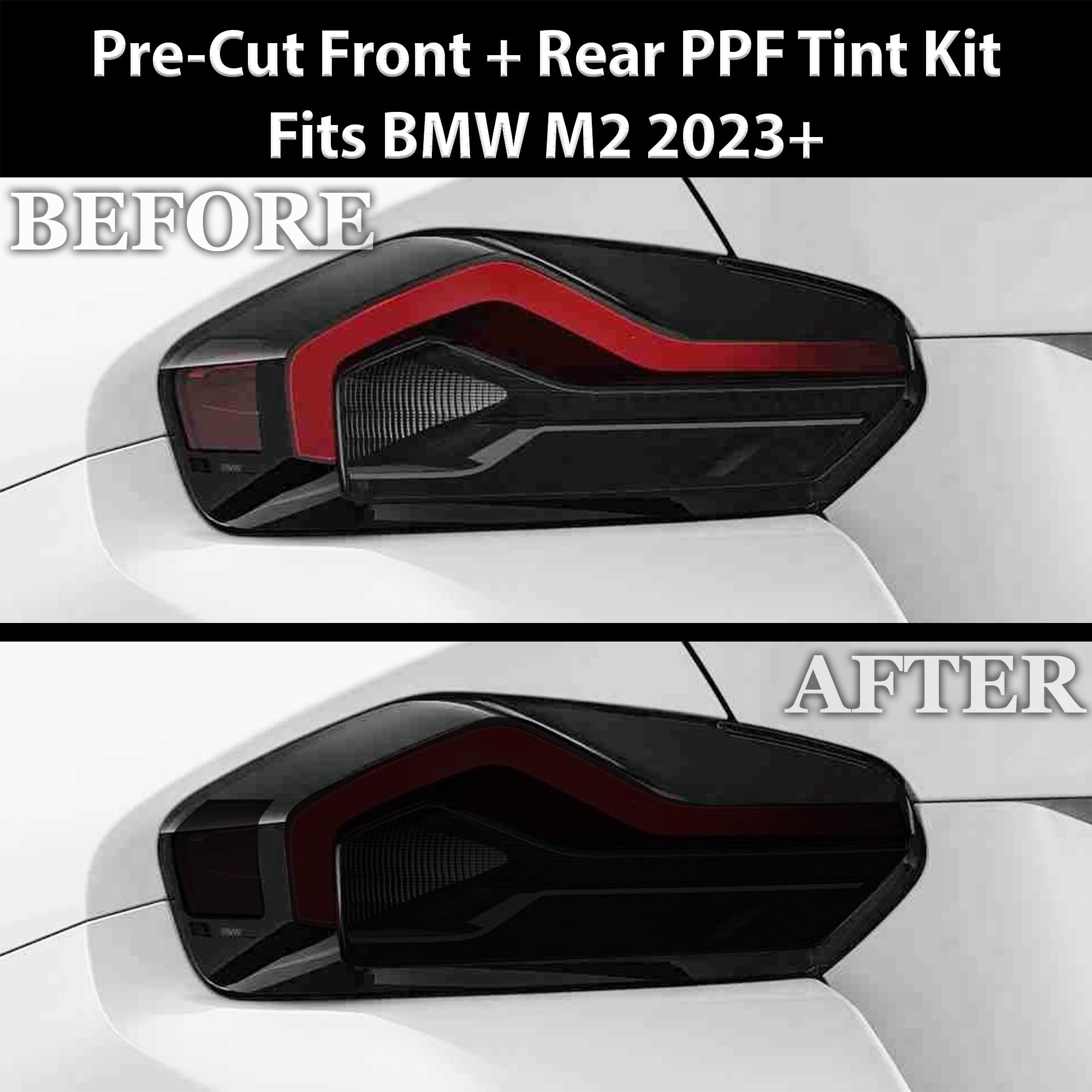Fits BMW M2 2023-2025 Full Headlight Taillight Precut Smoked PPF Tint Kit Film Overlay - 0