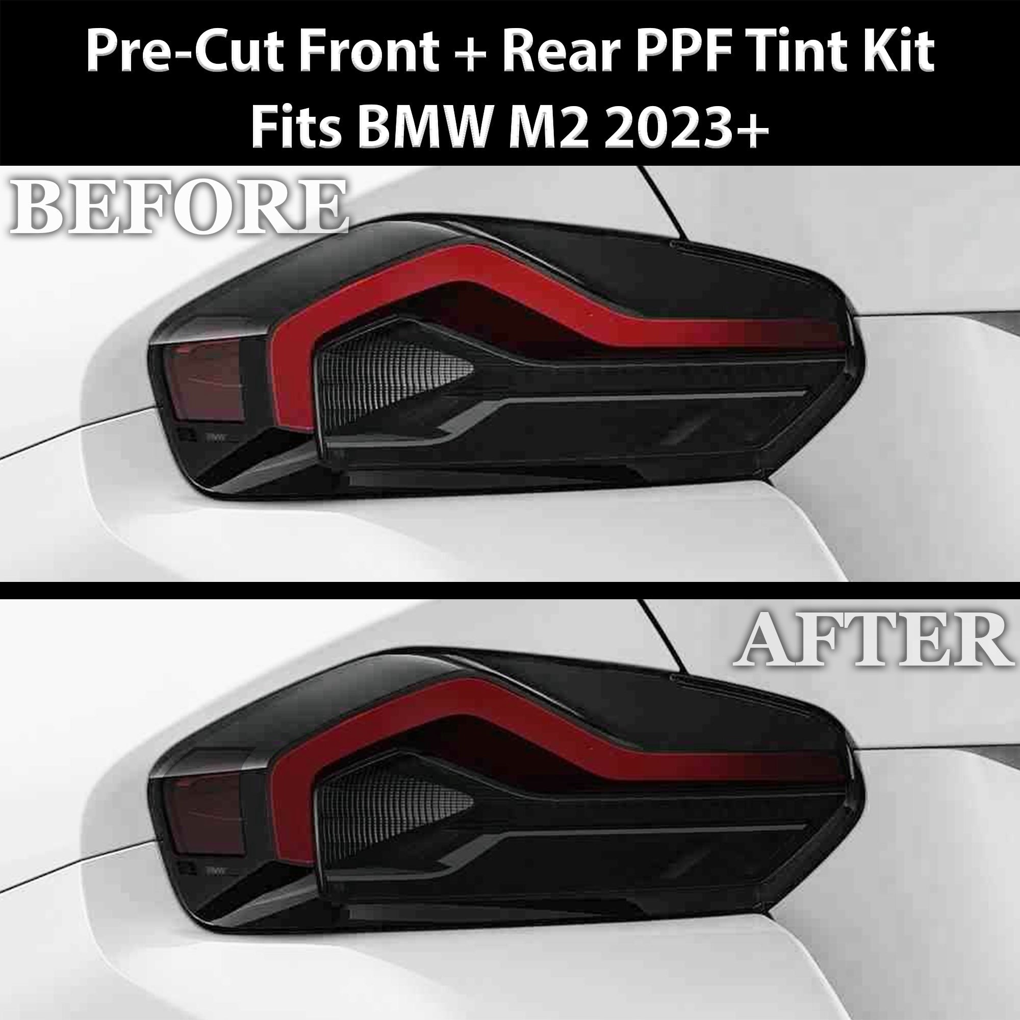 Fits BMW M2 2023-2025 Full Headlight Taillight Precut Smoked PPF Tint Kit Film Overlay