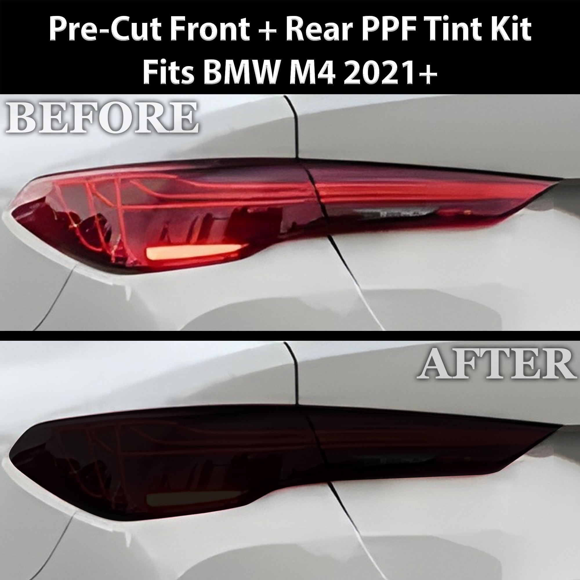 Fits BMW M4 2021-2025 Full Headlight Taillight Precut Smoked PPF Tint Kit Film Overlay