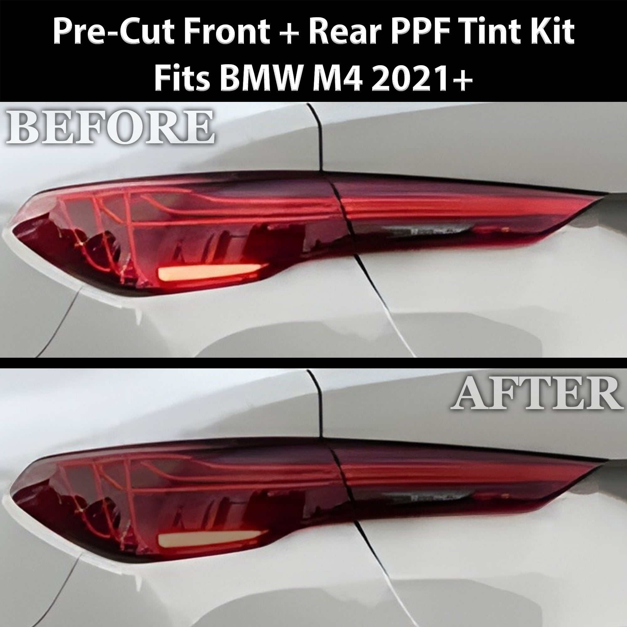 Fits BMW M4 2021-2025 Full Headlight Taillight Precut Smoked PPF Tint Kit Film Overlay