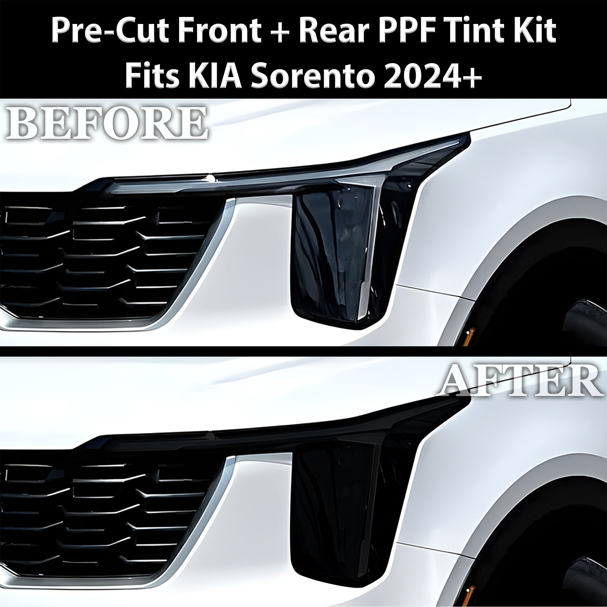 Fits KIA Sorento 2024-2025 Full Headlight Taillight Precut Smoked PPF Tint Kit Film Overlay - 0