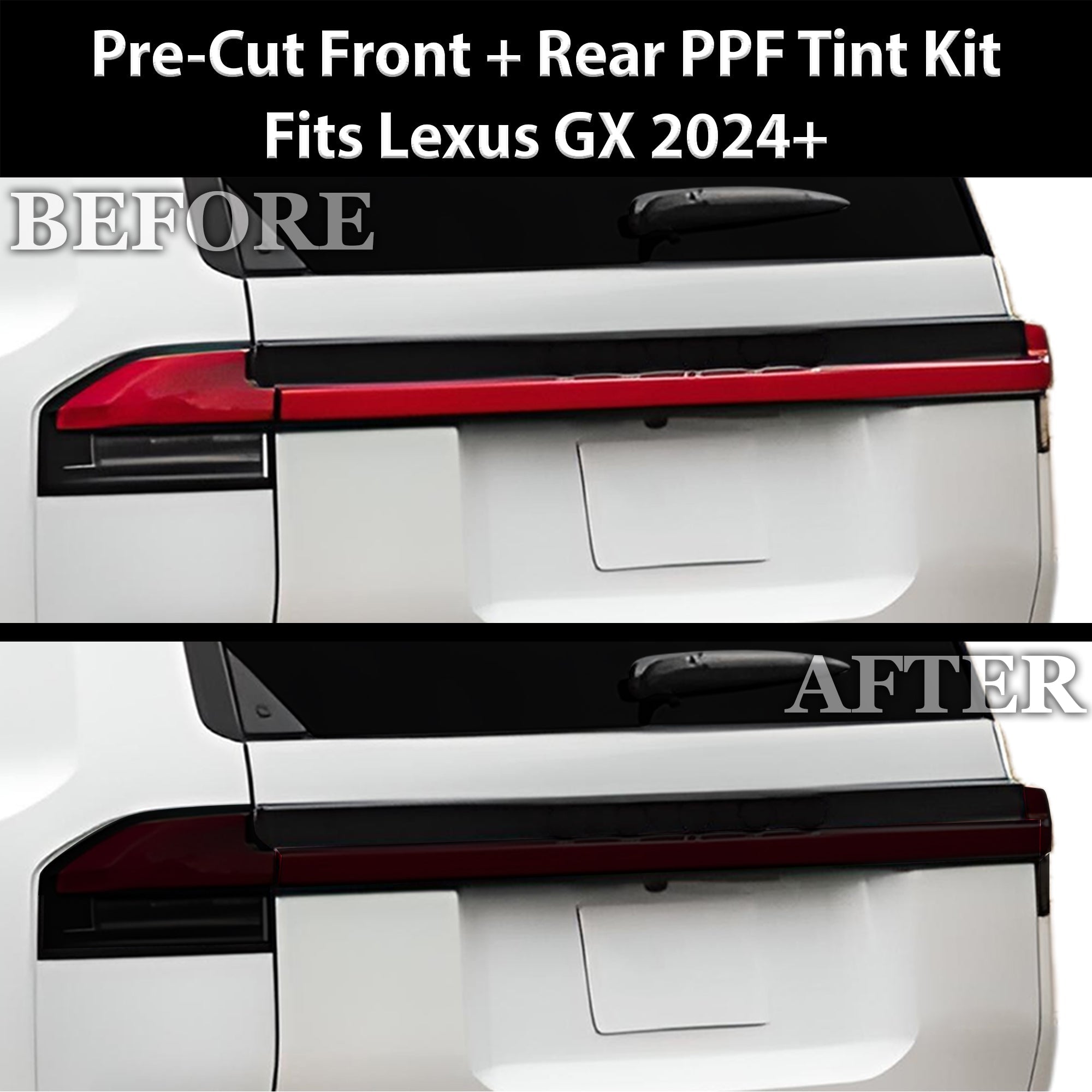 Fits Lexus GX 2024-2025 Full Headlight Taillight Precut Smoked PPF Tint Kit Film Overlay