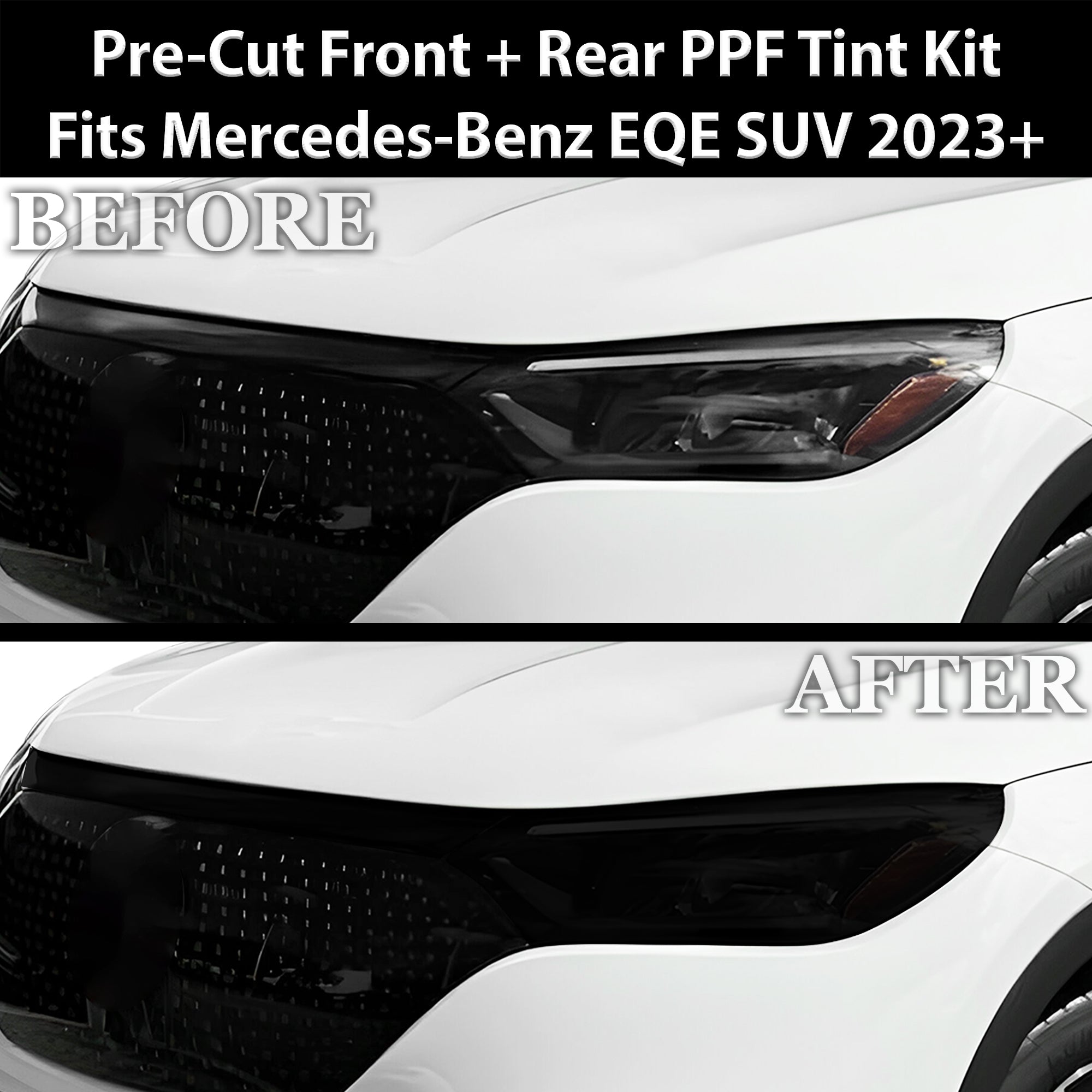 Fits Mercedes-Benz EQE SUV 2023-2025 Full Headlight Taillight Precut Smoked PPF Tint Kit Film Overlay - 0