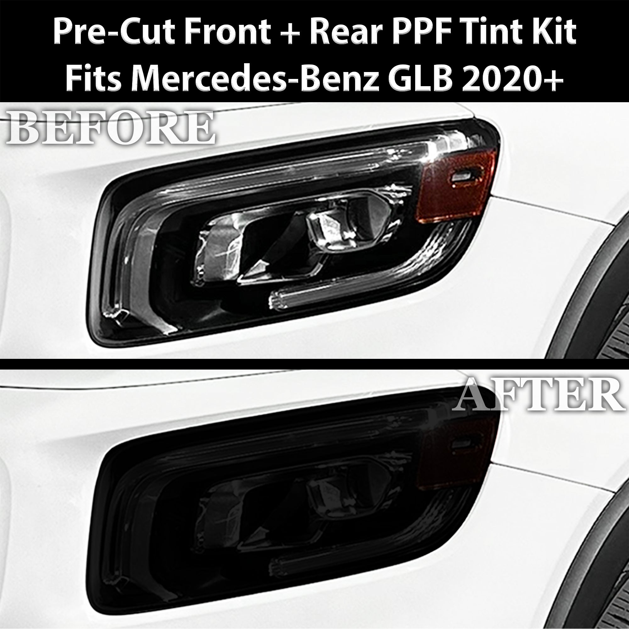 Fits Mercedes-Benz GLB 2020-2025 Full Headlight Taillight Precut Smoked PPF Tint Kit Film Overlay - 0