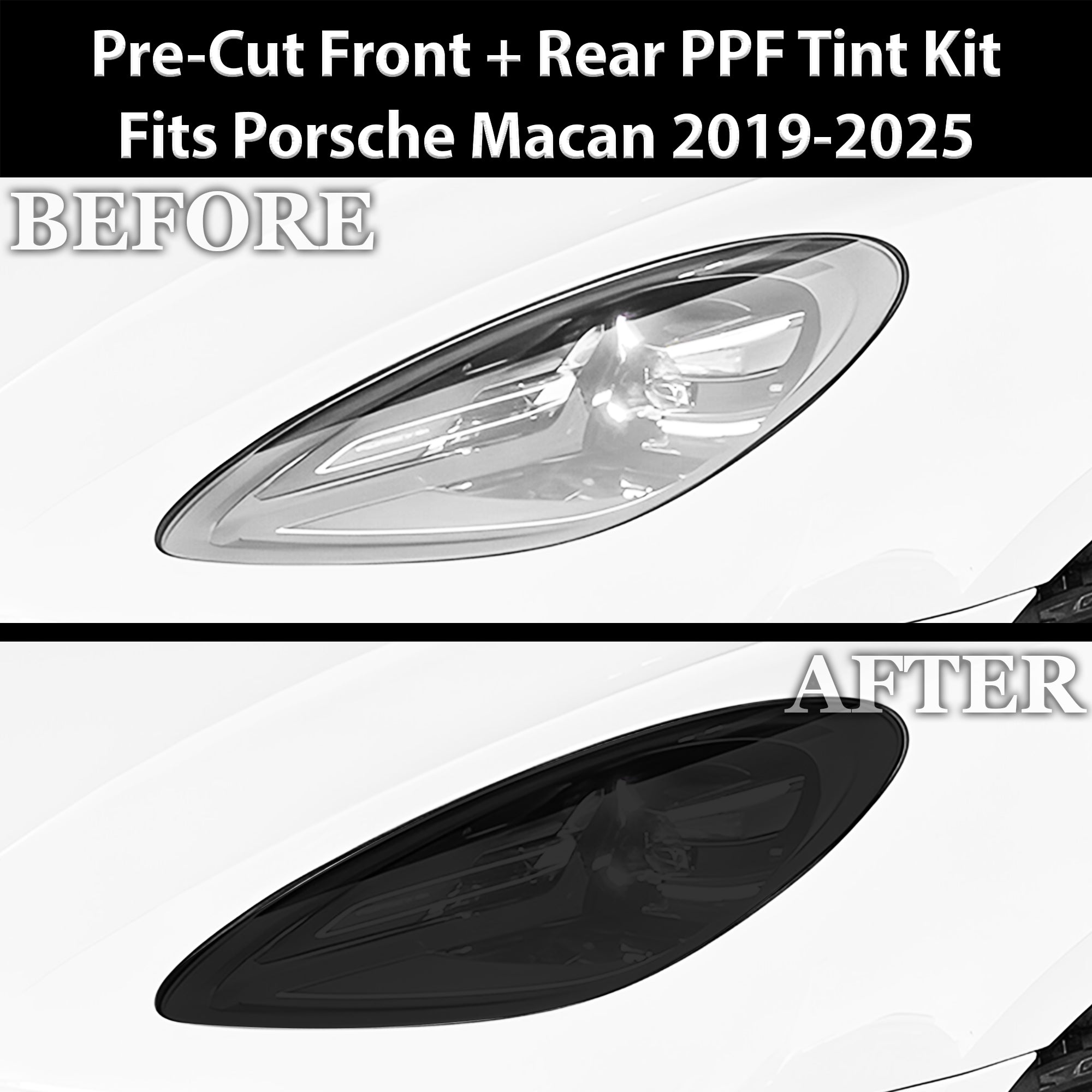 Fits Porsche Macan 2019-2025 Full Headlight Taillight Precut Smoked PPF Tint Kit Film Overlay - 0
