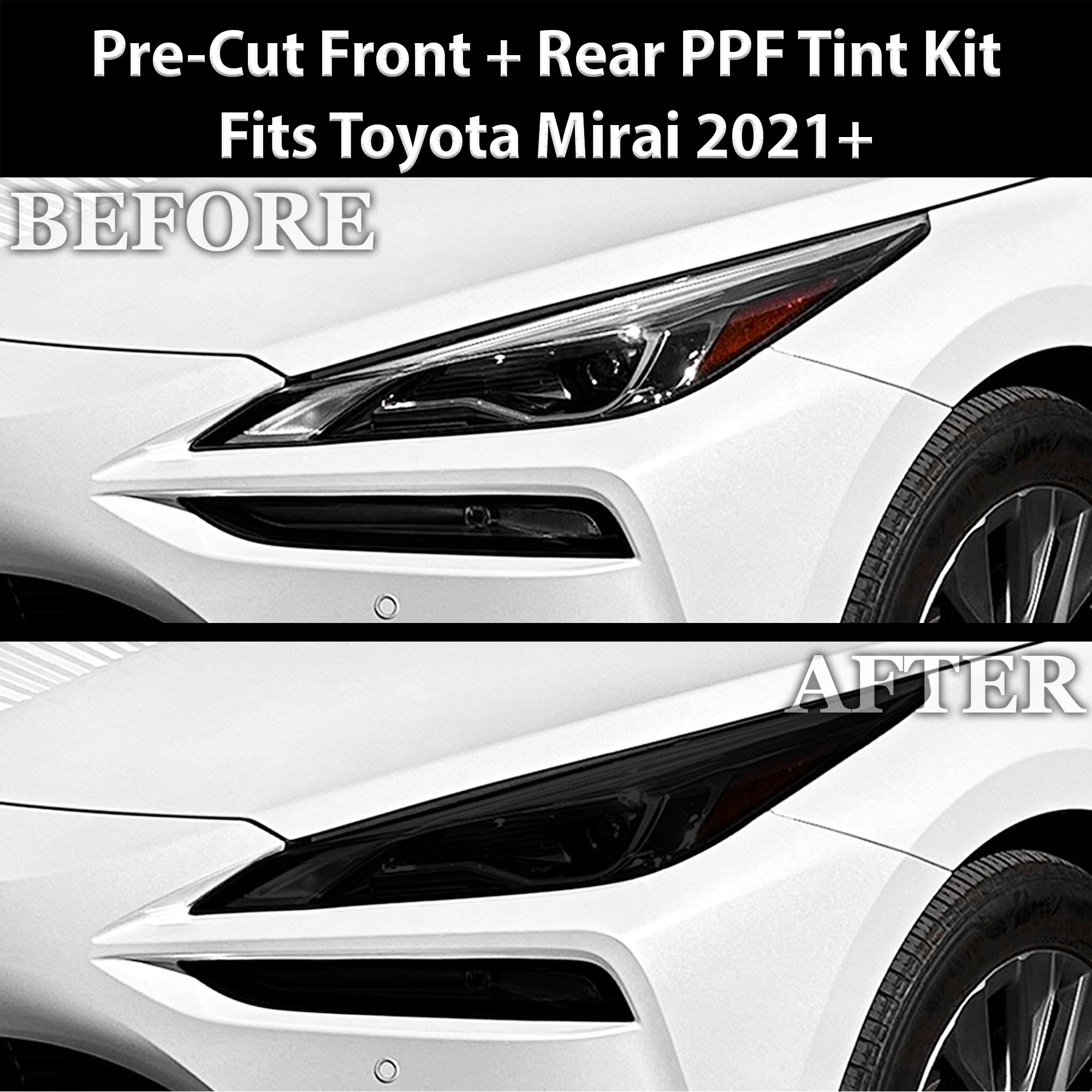 Fits Toyota Mirai 2021-2025 Full Headlight Taillight Precut Smoked PPF Tint Kit Film Overlay