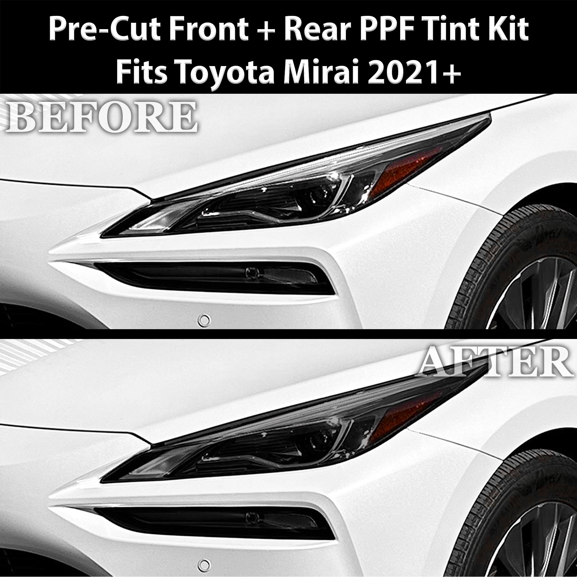 Fits Toyota Mirai 2021-2025 Full Headlight Taillight Precut Smoked PPF Tint Kit Film Overlay
