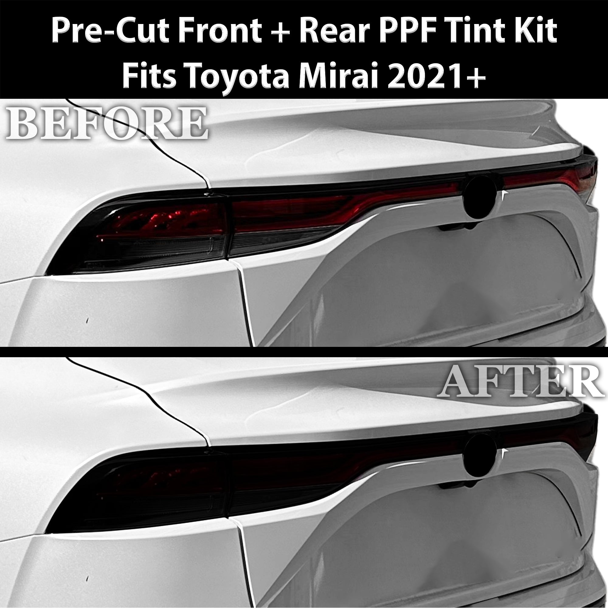 Fits Toyota Mirai 2021-2025 Full Headlight Taillight Precut Smoked PPF Tint Kit Film Overlay - 0