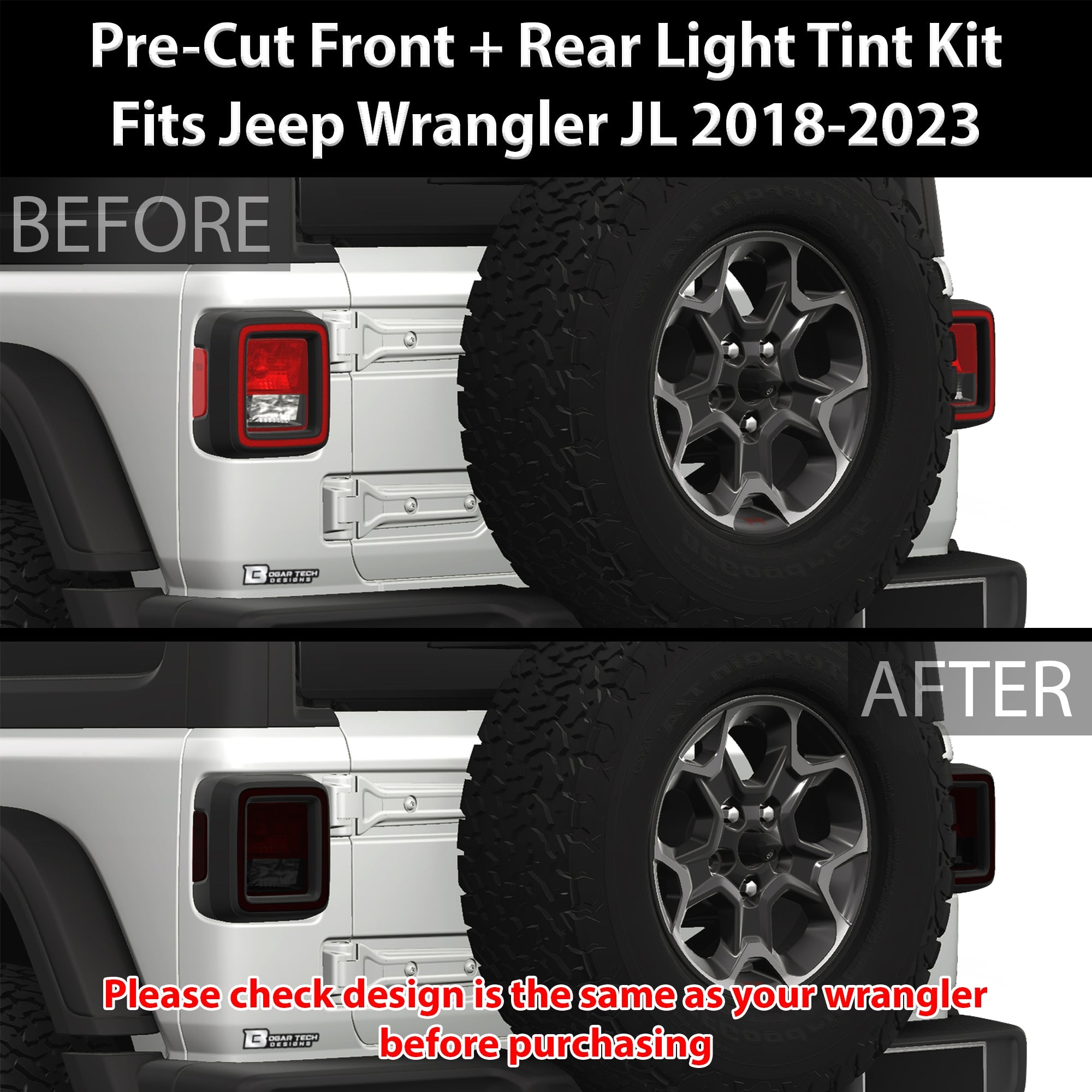 Amber Delete Taillight Precut Smoked PPF Tint Kit Film Overlay Fits Jeep Wrangler JL 2018-2025 - 0