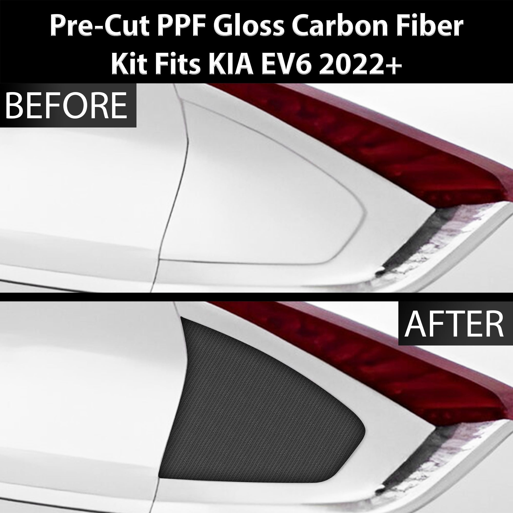 Fits KIA EV6 2022+ Precut Fuel Door Premium Paint Protection Film PPF Decal Film Kit Gas Cap Cover, Gloss Black Carbon Fiber - 0