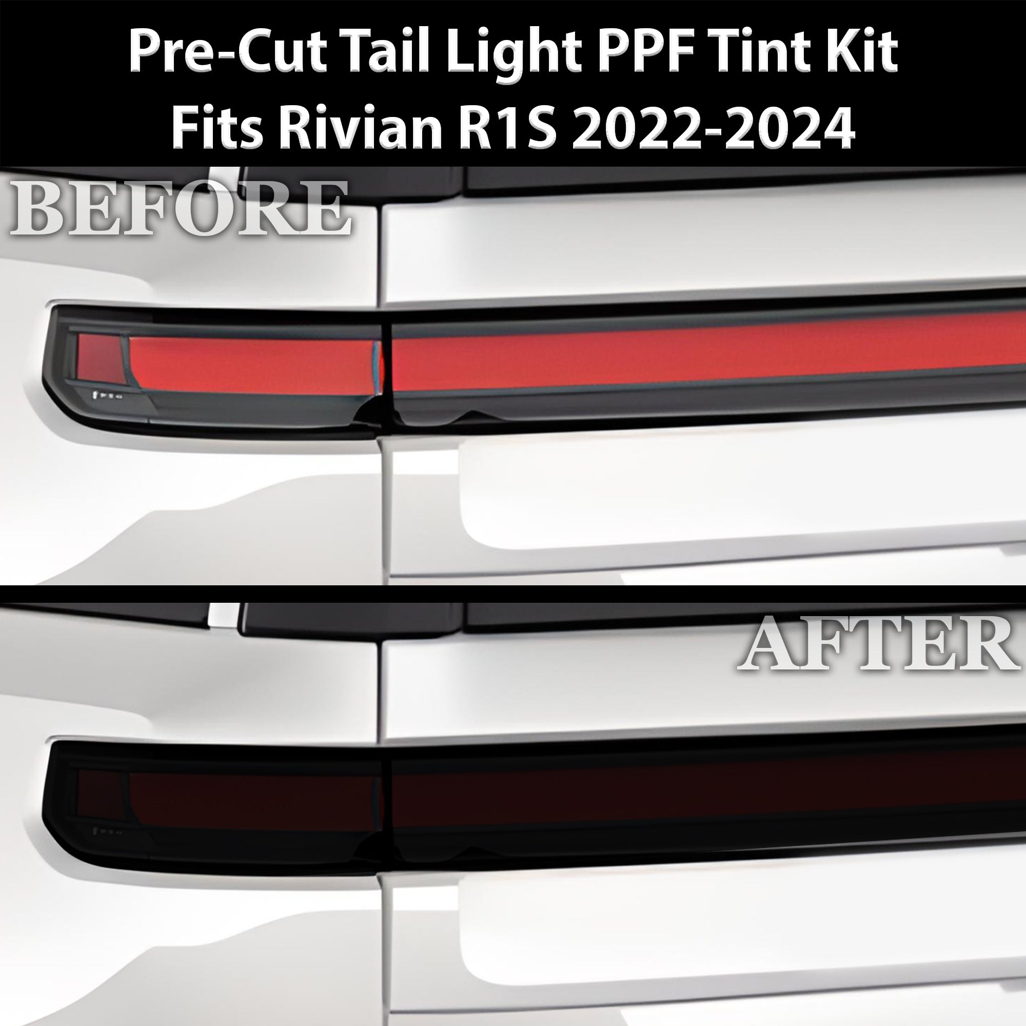 Full Headlight Taillight Precut Smoked PPF Tint Kit Film Overlay Fits Rivian R1S 2022-2024 - 0