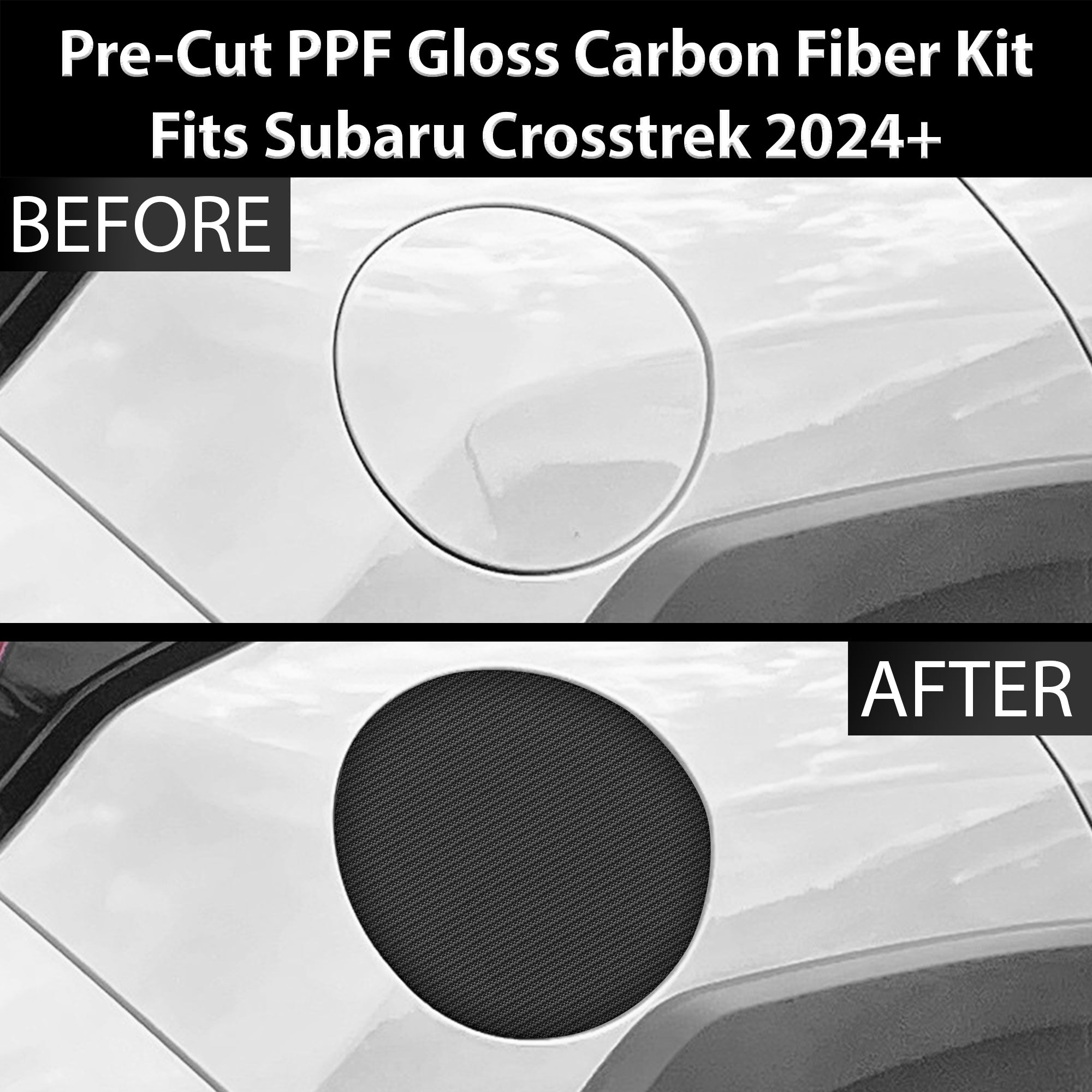 Fits Subaru Crosstrek 2024+ Precut Fuel Door Premium Paint Protection Film PPF Decal Film Kit Gas Cap Cover, Gloss Black Carbon Fiber - 0