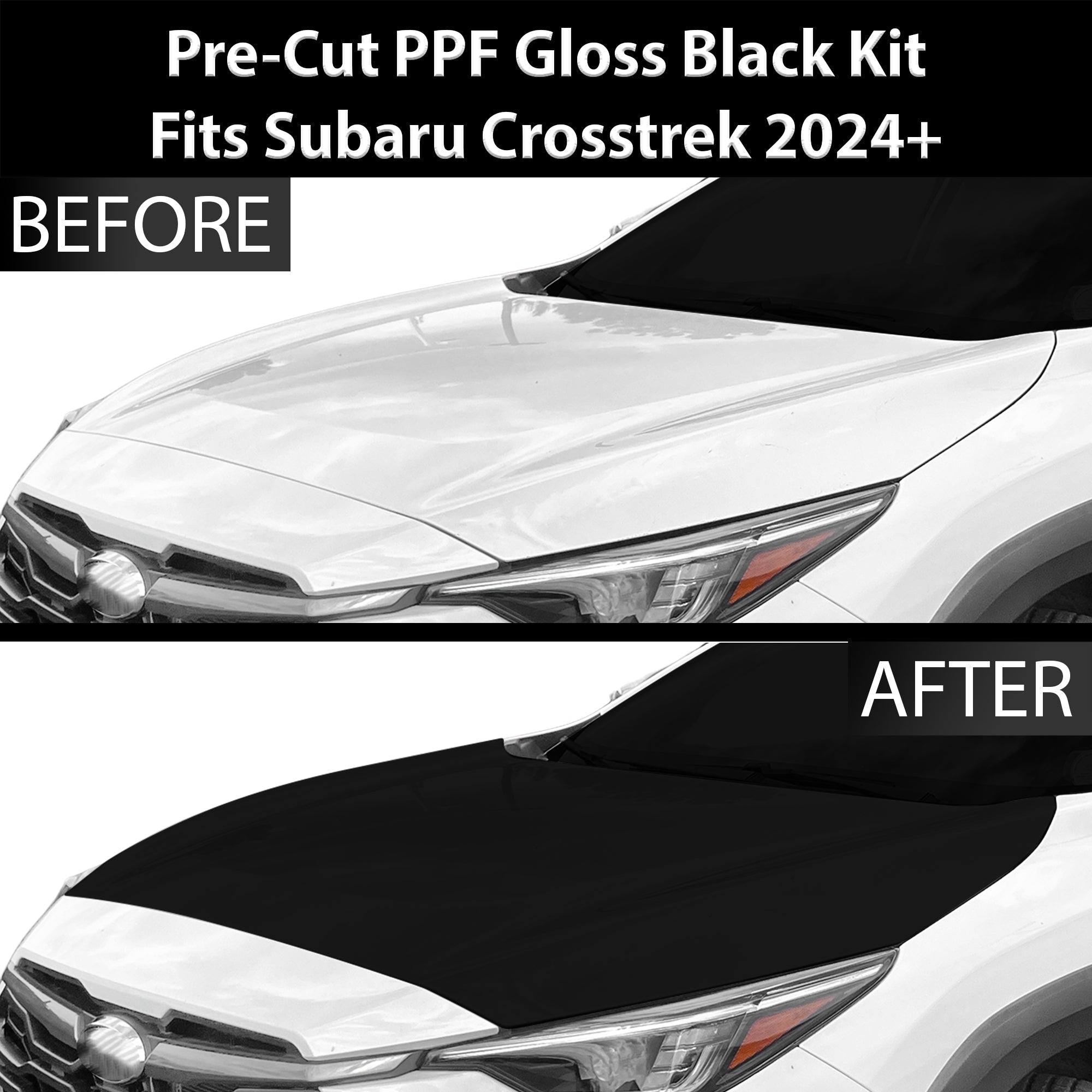 Fits Subaru Crosstrek 2024+ Precut Premium Gloss Black Carbon Fiber Hood Paint Protection Film PPF Decal Film Kit