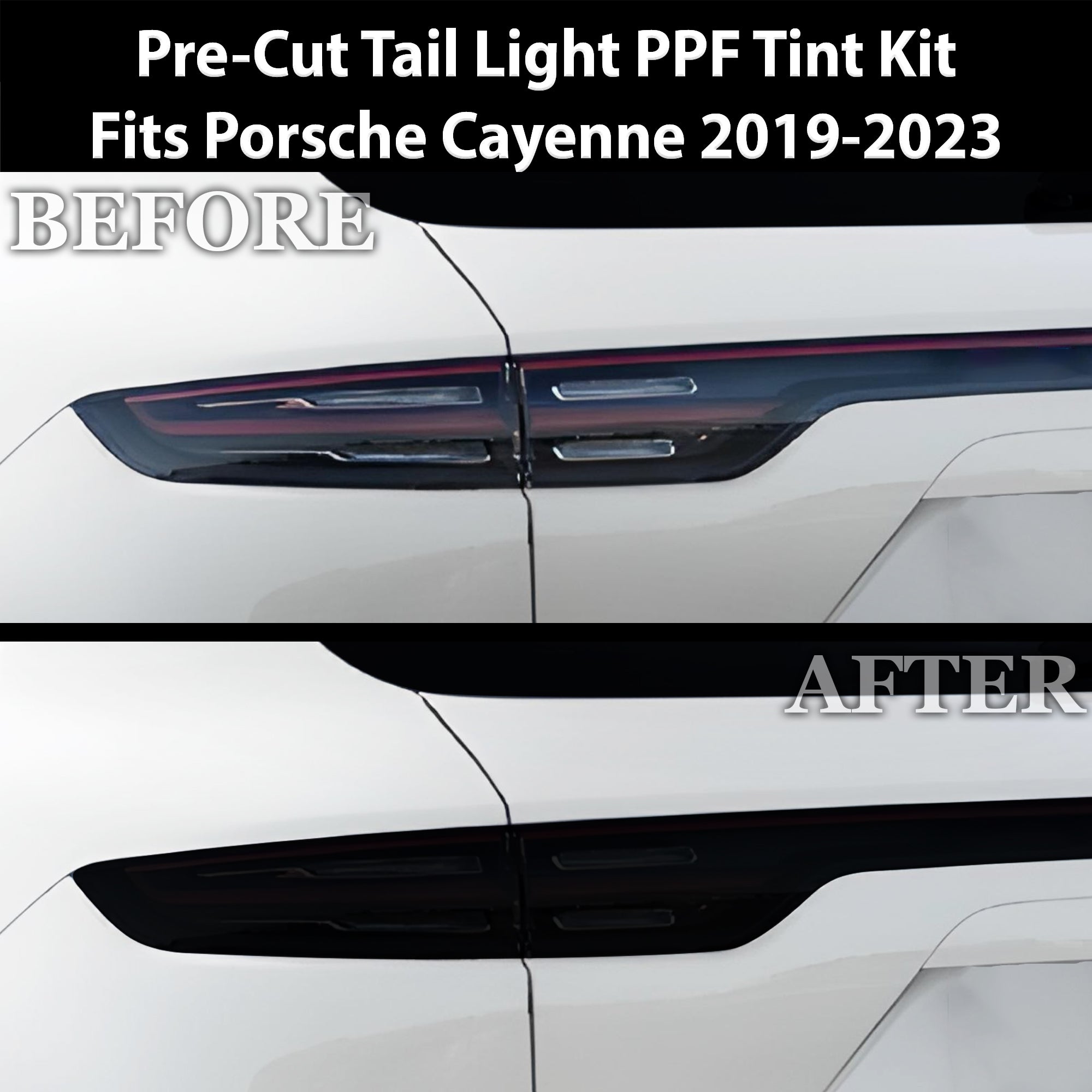 Full Headlight Taillight Precut Smoked PPF Tint Kit Film Overlay Fits Porsche Cayenne 2019-2023 - 0