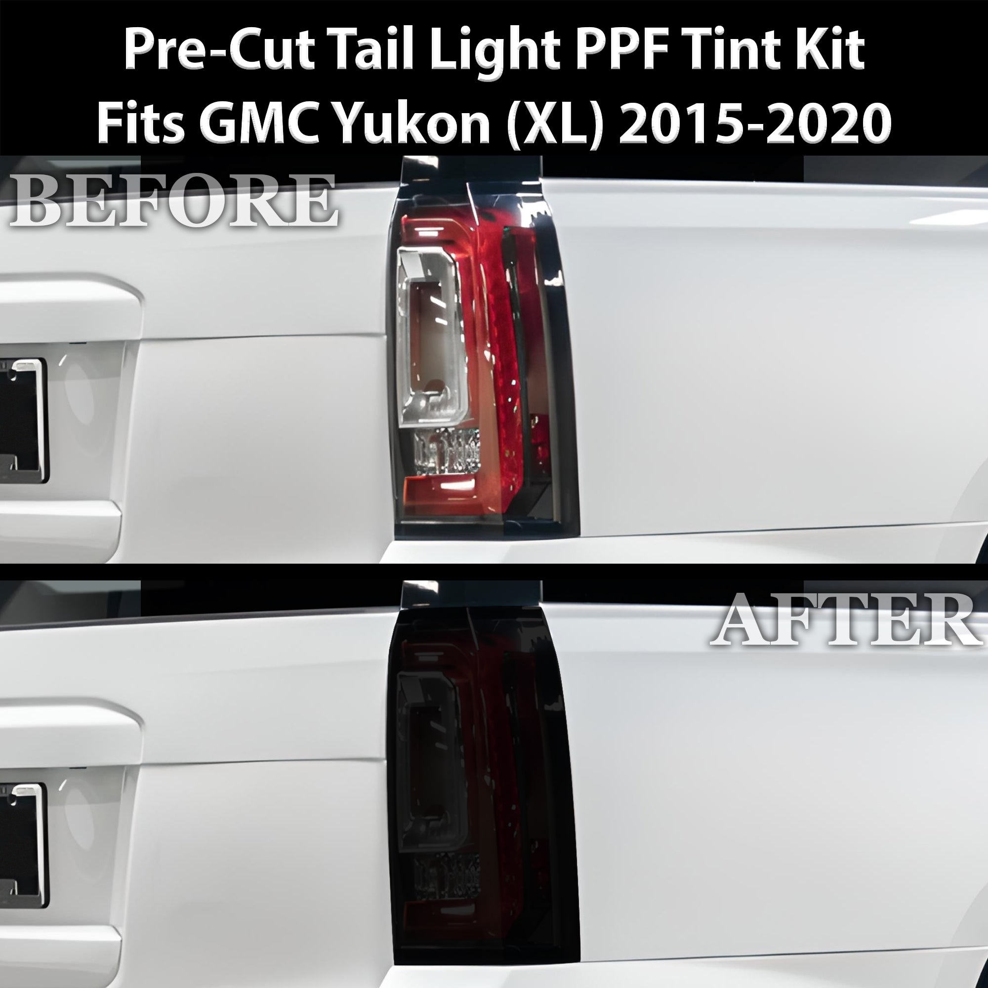 Full Headlight Taillight Precut Smoked PPF Tint Kit Film Overlay Fits GMC Yukon 2015-2020 - 0