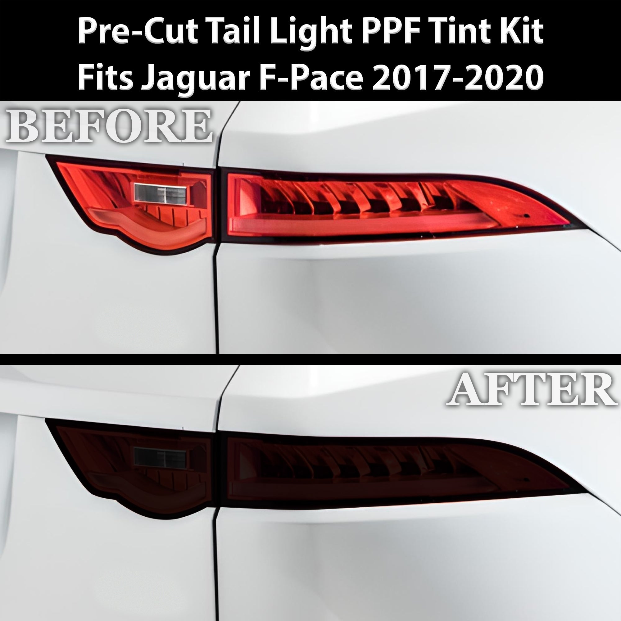 Full Headlight Taillight Precut Smoked PPF Tint Kit Film Overlay Fits Jaguar F-Pace 2017-2020 - 0