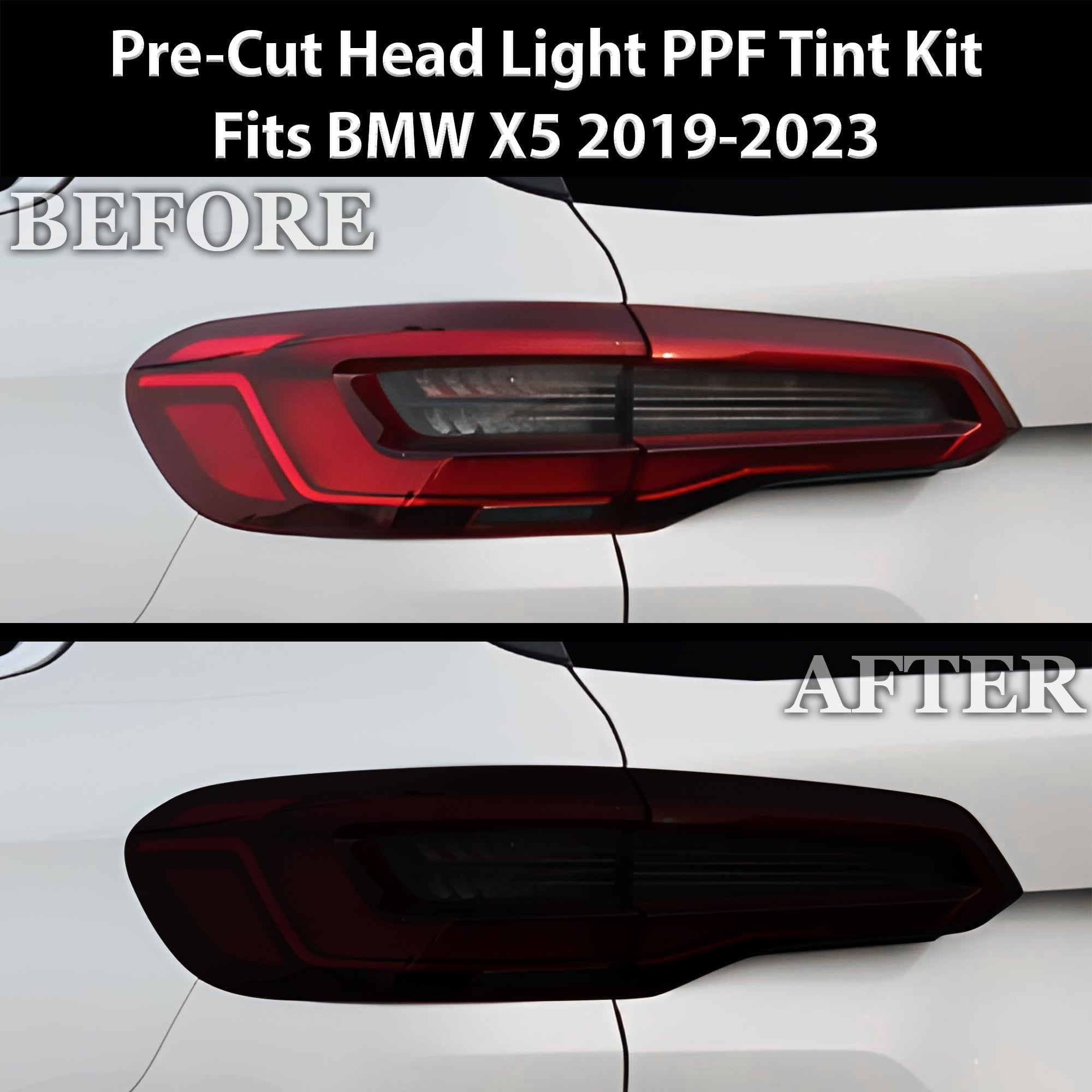 Full Headlight Taillight Precut Smoked PPF Tint Kit Film Overlay Fits BMW X5 2019-2023 - 0