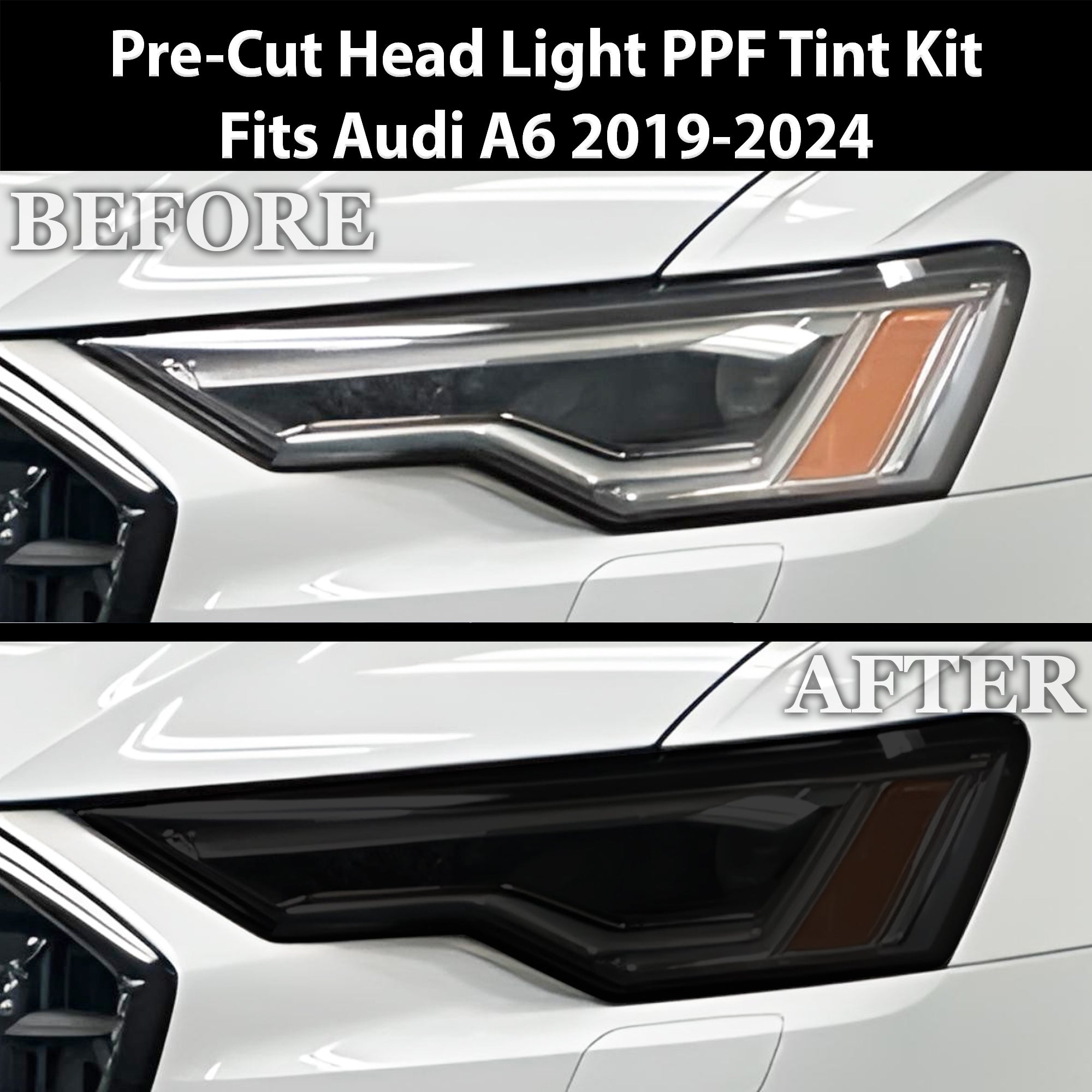 Full Headlight Taillight Precut Smoked PPF Tint Kit Film Overlay Fits Audi A6 S6 2019-2025