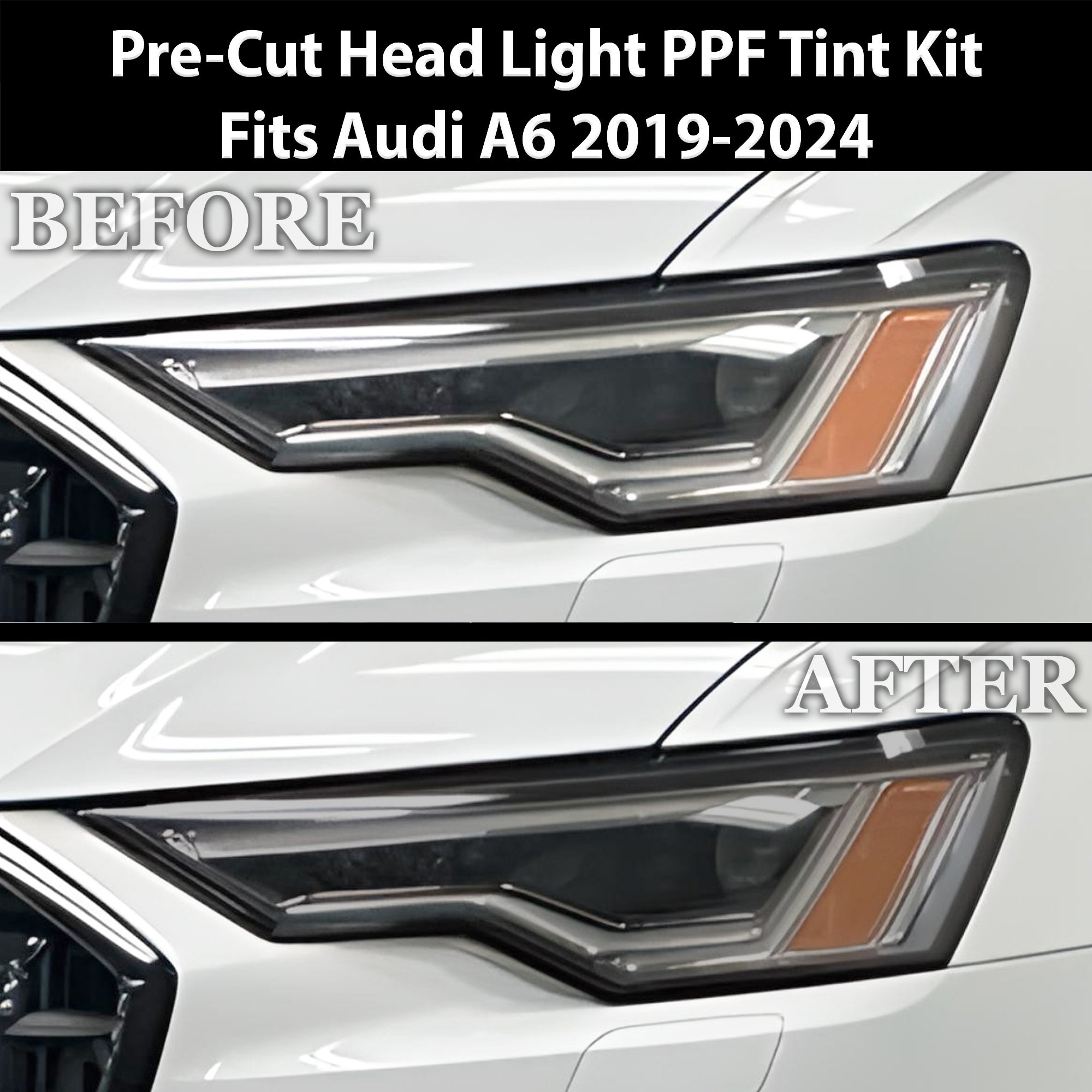 Full Headlight Taillight Precut Smoked PPF Tint Kit Film Overlay Fits Audi A6 S6 2019-2025