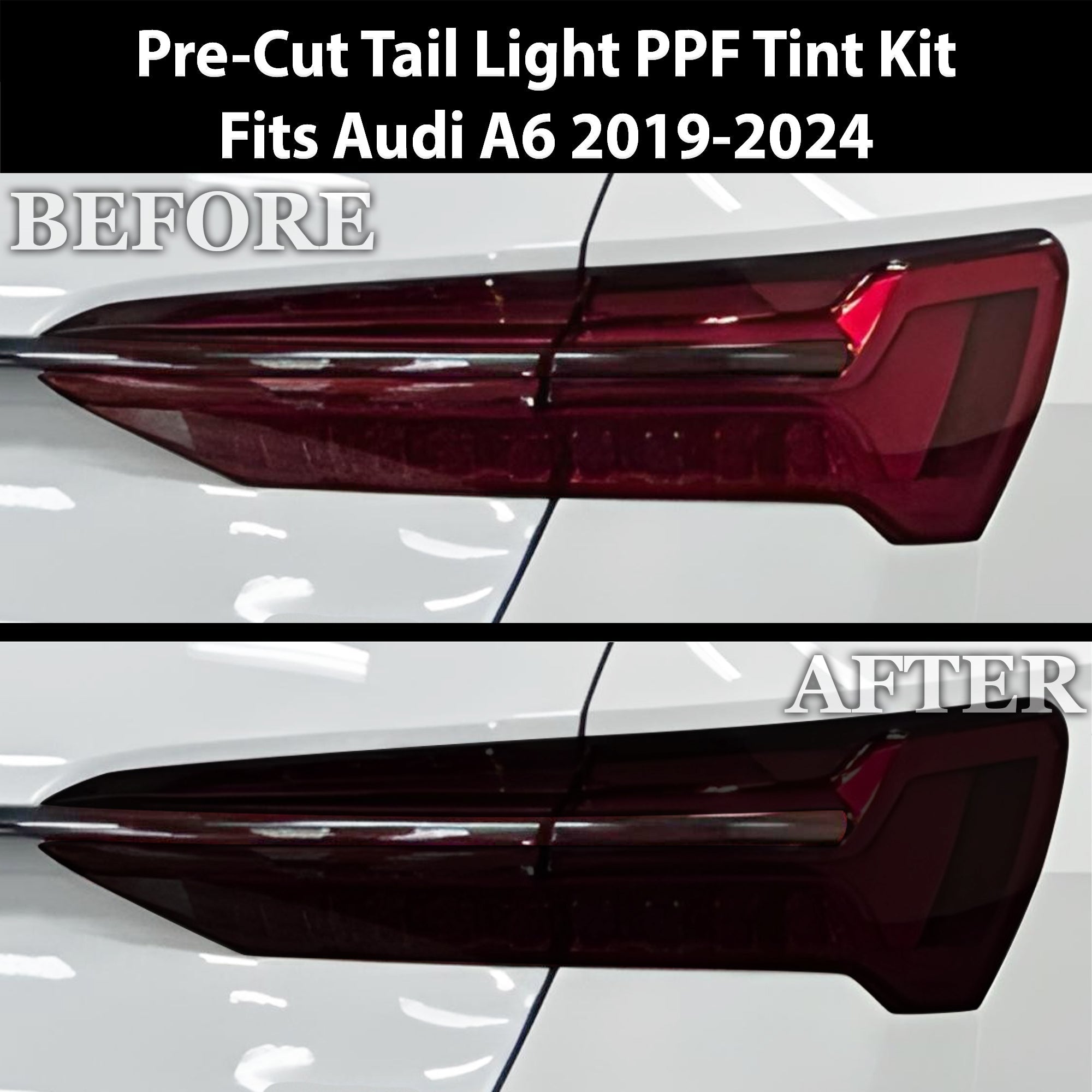 Full Headlight Taillight Precut Smoked PPF Tint Kit Film Overlay Fits Audi A6 S6 2019-2025 - 0