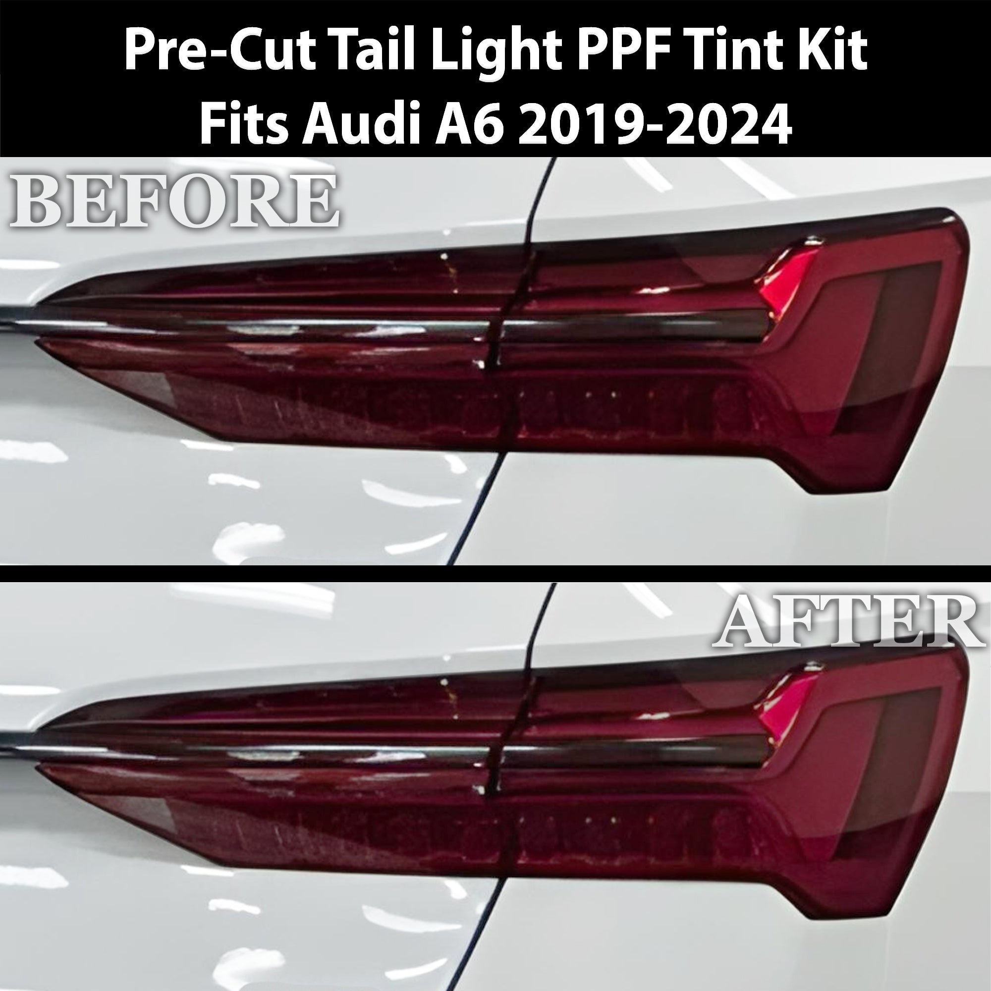 Full Headlight Taillight Precut Smoked PPF Tint Kit Film Overlay Fits Audi A6 S6 2019-2025