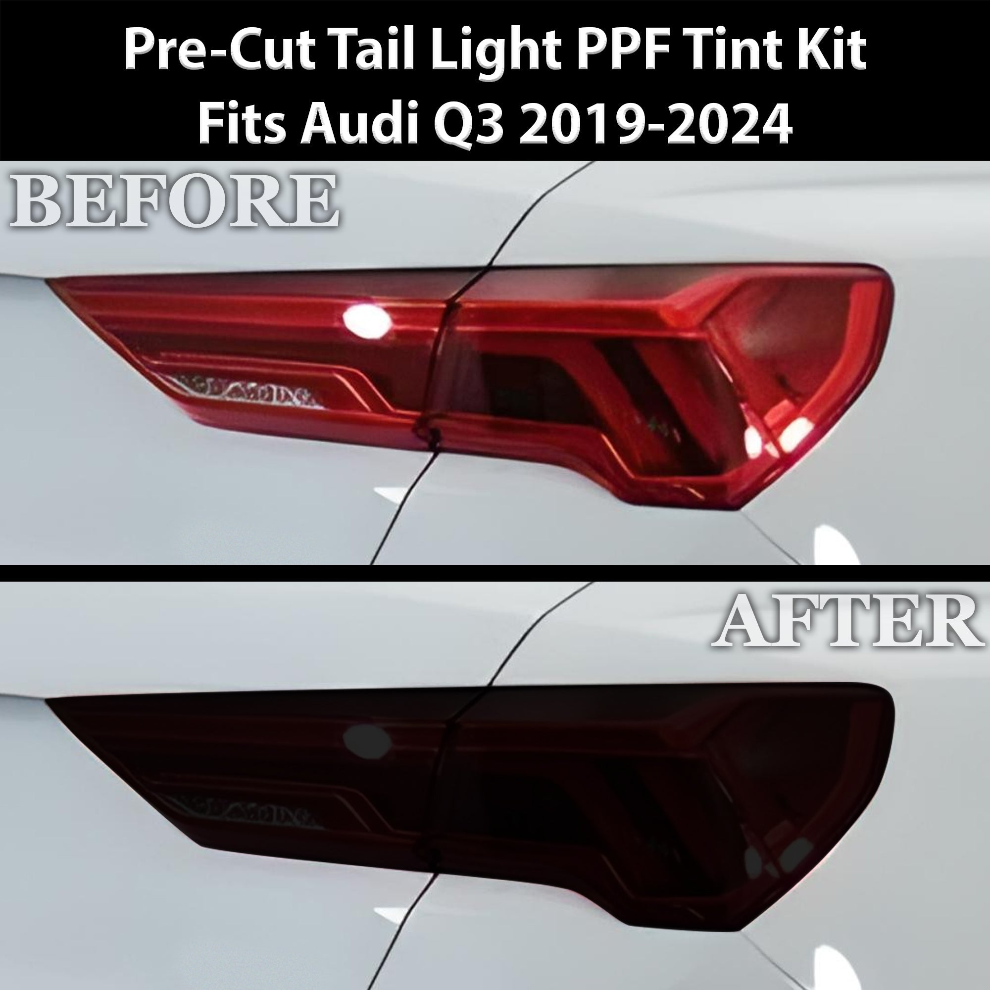 Full Headlight Taillight Precut Smoked PPF Tint Kit Film Overlay Fits Audi Q3 2019-2024 - 0