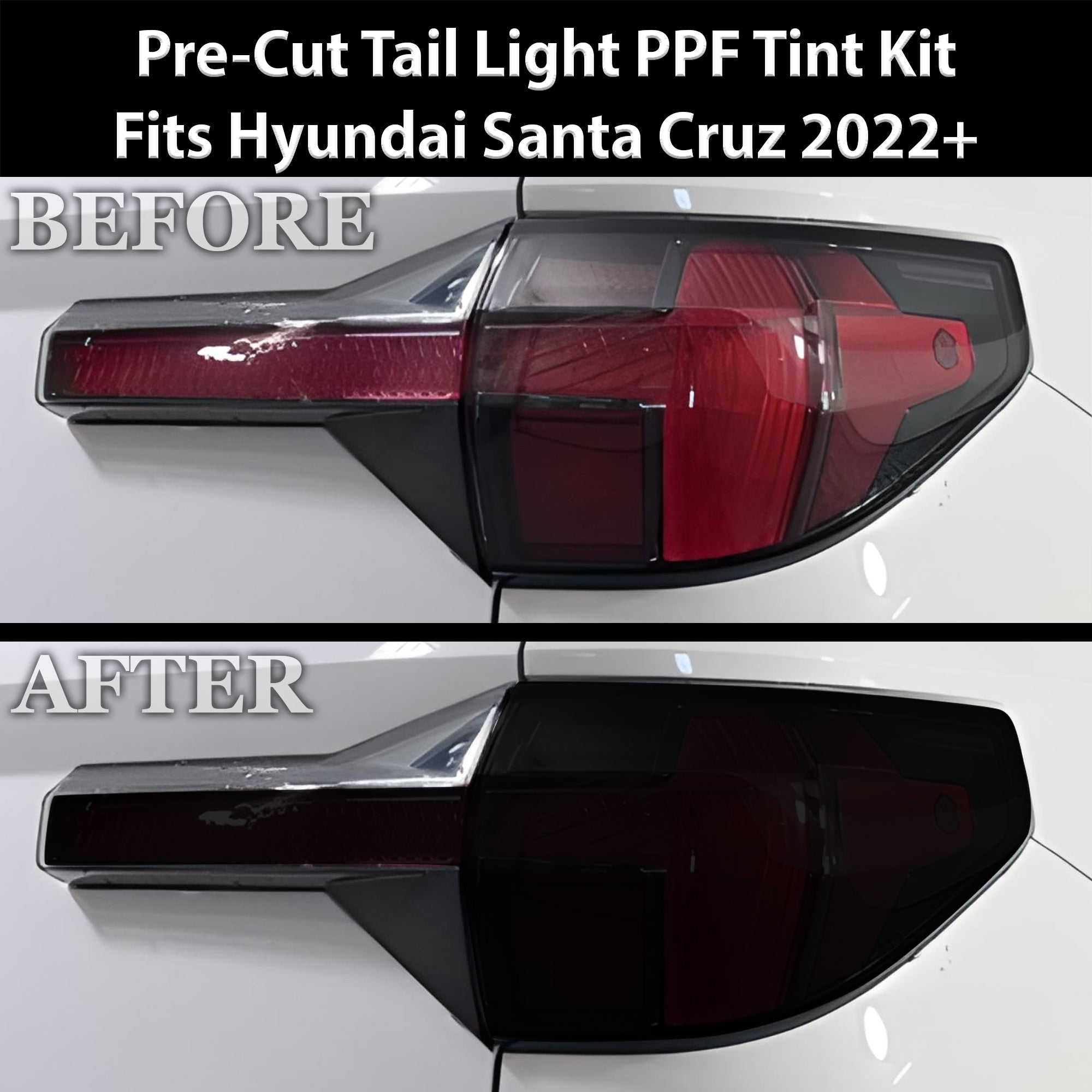 Full Headlight Taillight Precut Smoked PPF Tint Kit Film Overlay Fits Hyundai Santa Cruz 2022-2025 - 0