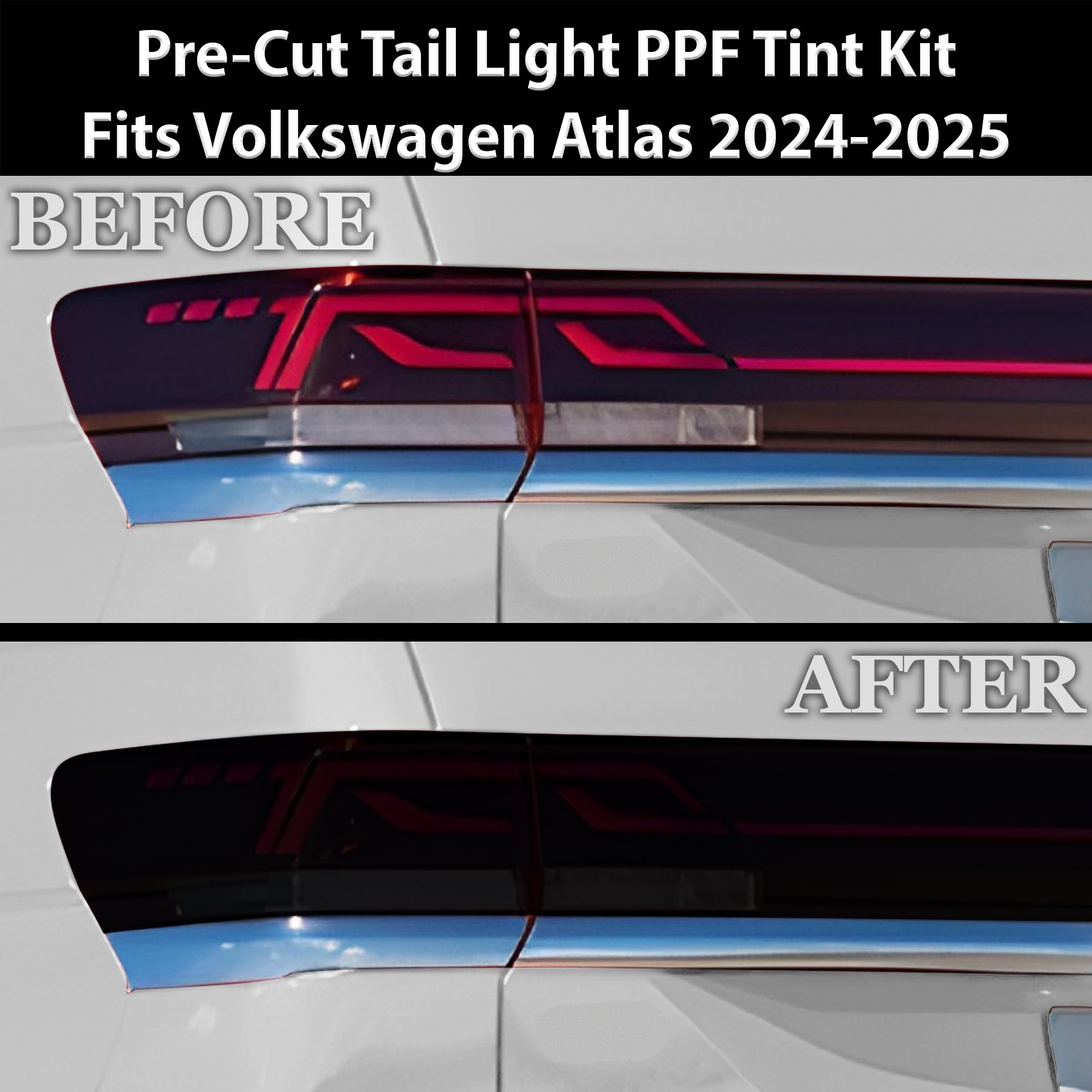 Full Headlight Taillight Precut Smoked PPF Tint Kit Film Overlay Fits Volkswagen Atlas 2024-2025 - 0