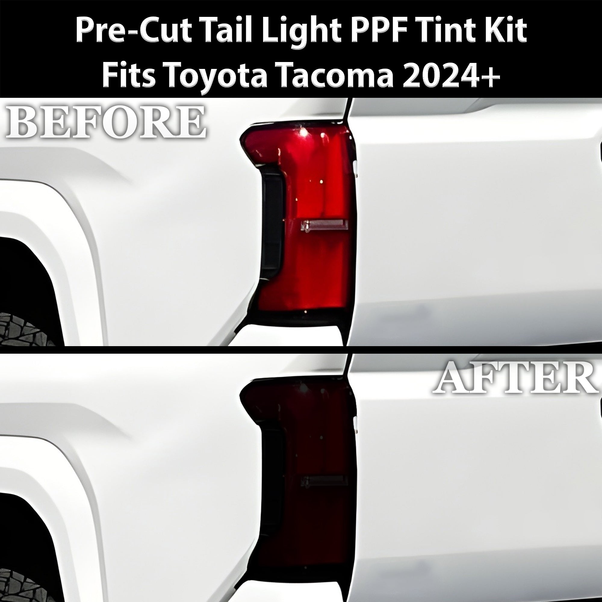 Fits Toyota Tacoma 2024-2025 Full Headlight Taillight Precut Smoked PPF Tint Kit Film Overlay - 0
