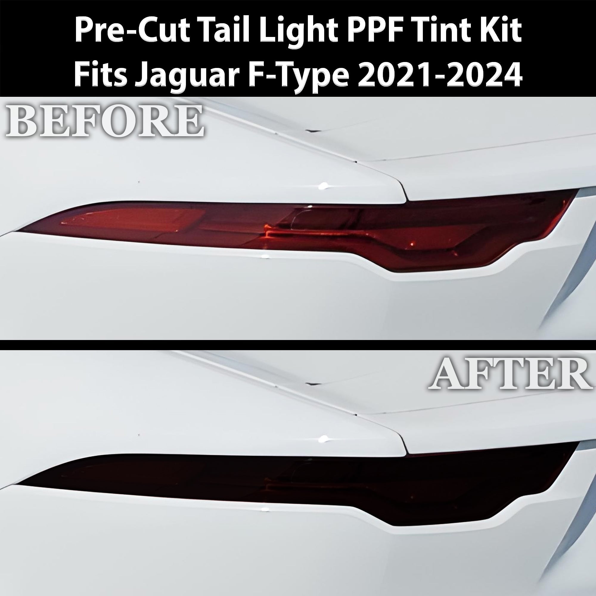 Full Headlight Taillight Precut Smoked PPF Tint Kit Film Overlay Fits Jaguar F-Type 2021-2024 - 0