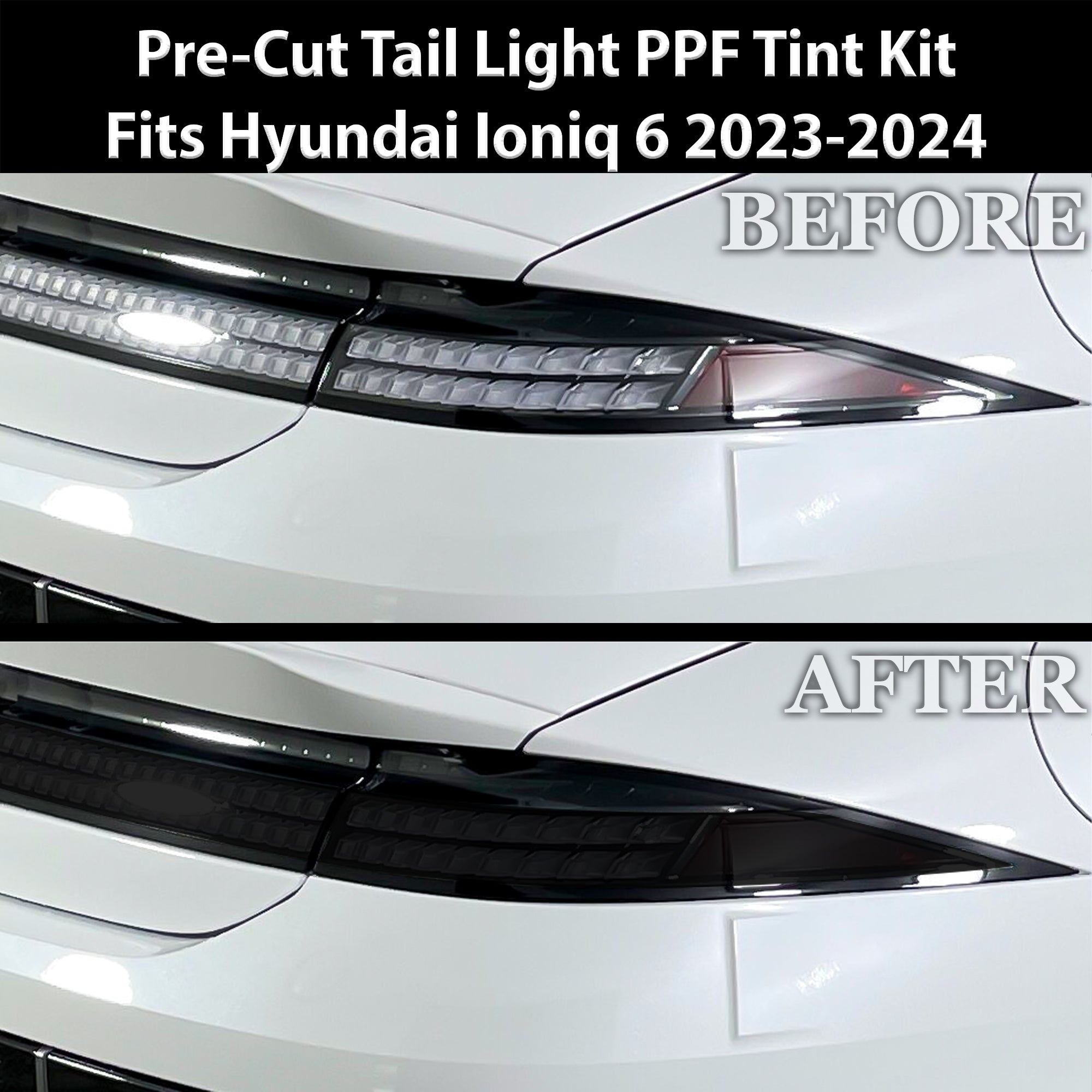 Full Headlight Taillight Precut Smoked PPF Tint Kit Film Overlay Fits Hyundai Ioniq 6 2023-2025 - 0