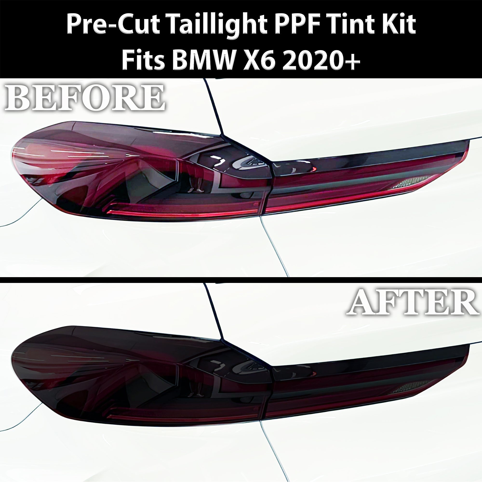 Fits BMW X6 2019-2023 Full Headlight Taillight Precut Smoked PPF Tint Kit Film Overlay - 0