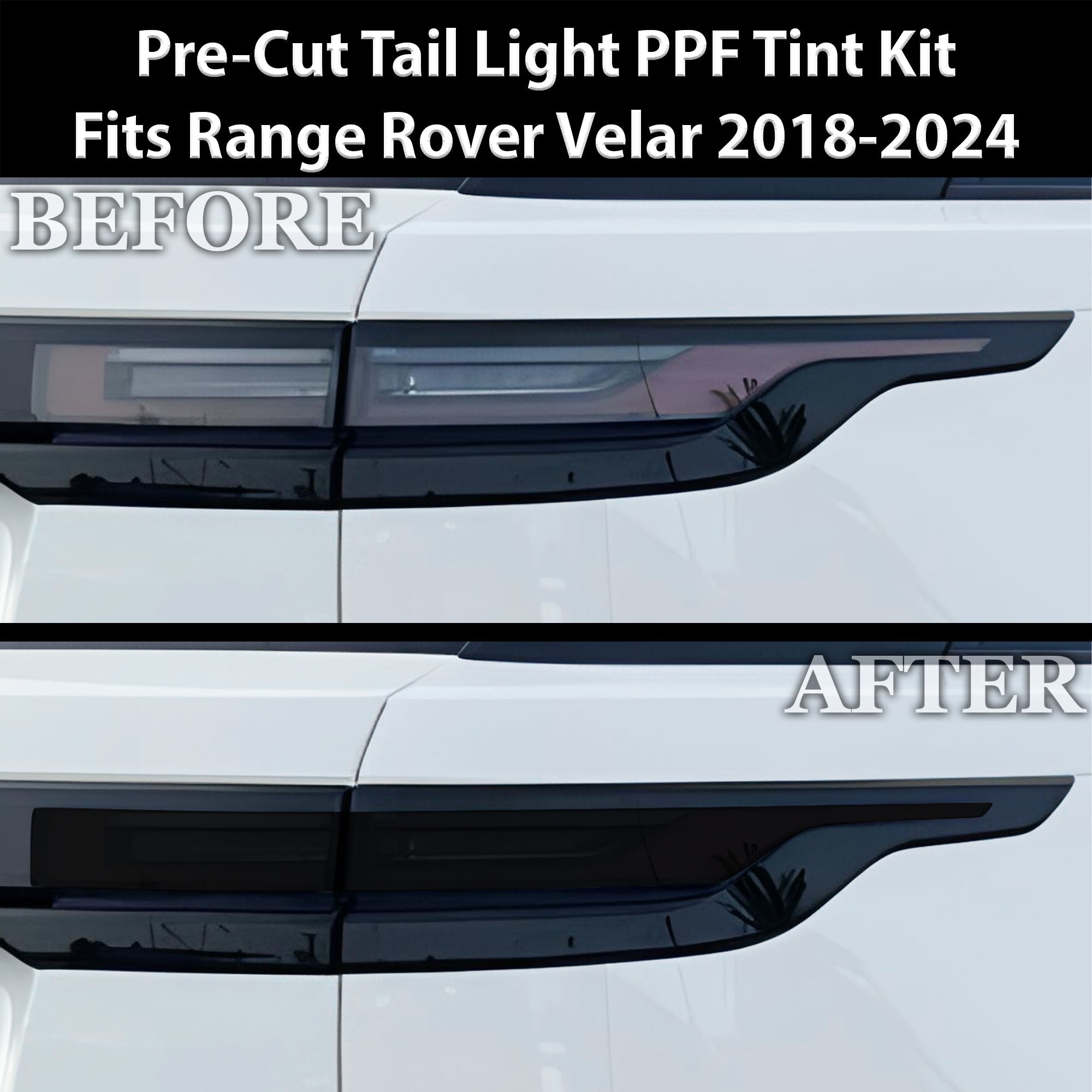 Full Headlight Taillight Precut Smoked PPF Tint Kit Film Overlay Fits Land Rover Range Rover Velar 2018+ - 0