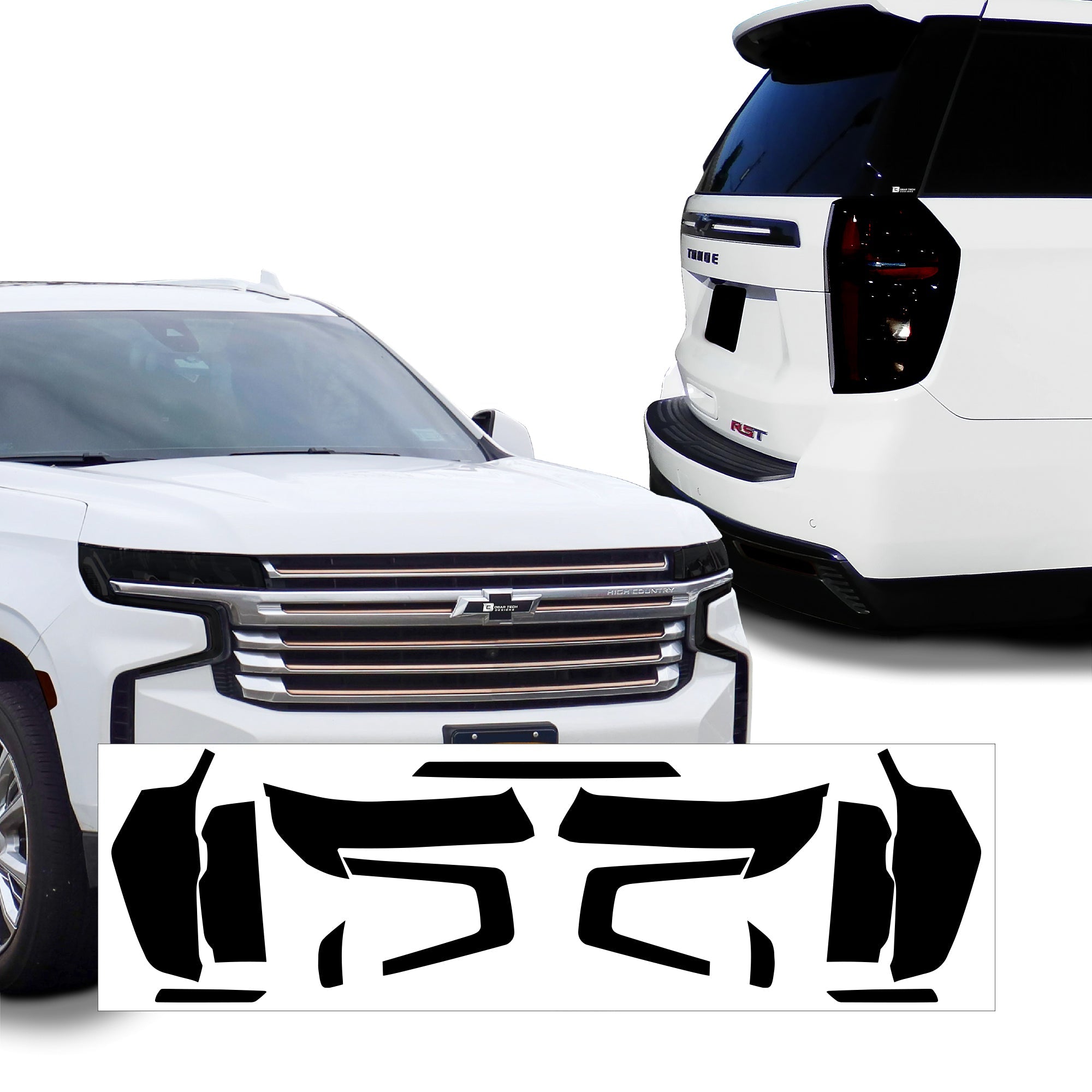 Full Headlight Taillight Precut Smoked PPF Tint Kit Film Overlay Fits Chevy Tahoe Suburban 2021-2024