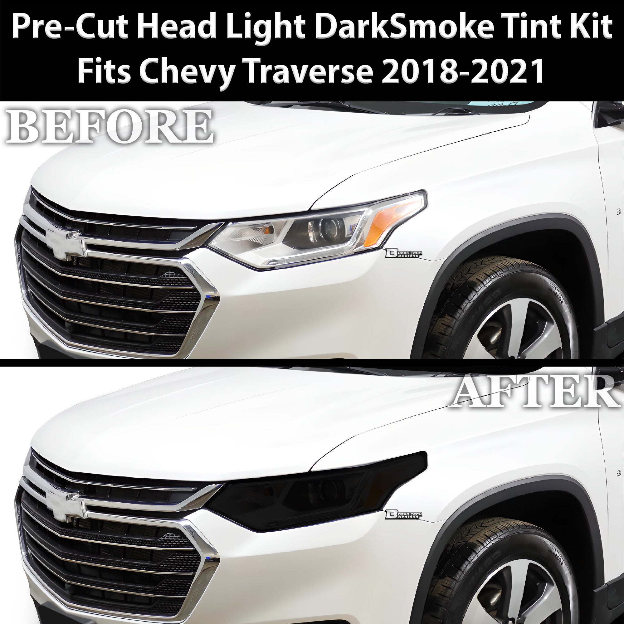 Full Headlight Taillight Precut Smoked PPF Tint Kit Film Overlay Fits Chevy Traverse 2018-2021