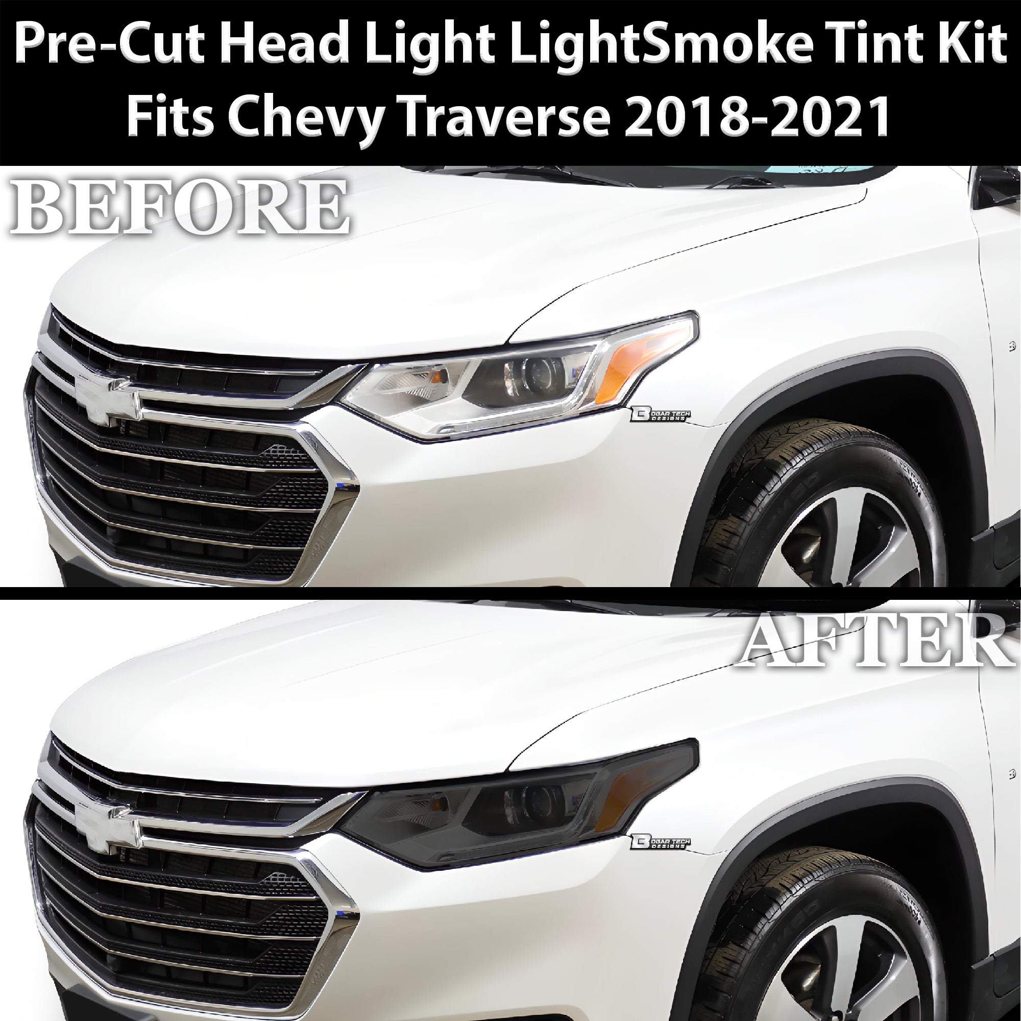Full Headlight Taillight Precut Smoked PPF Tint Kit Film Overlay Fits Chevy Traverse 2018-2021